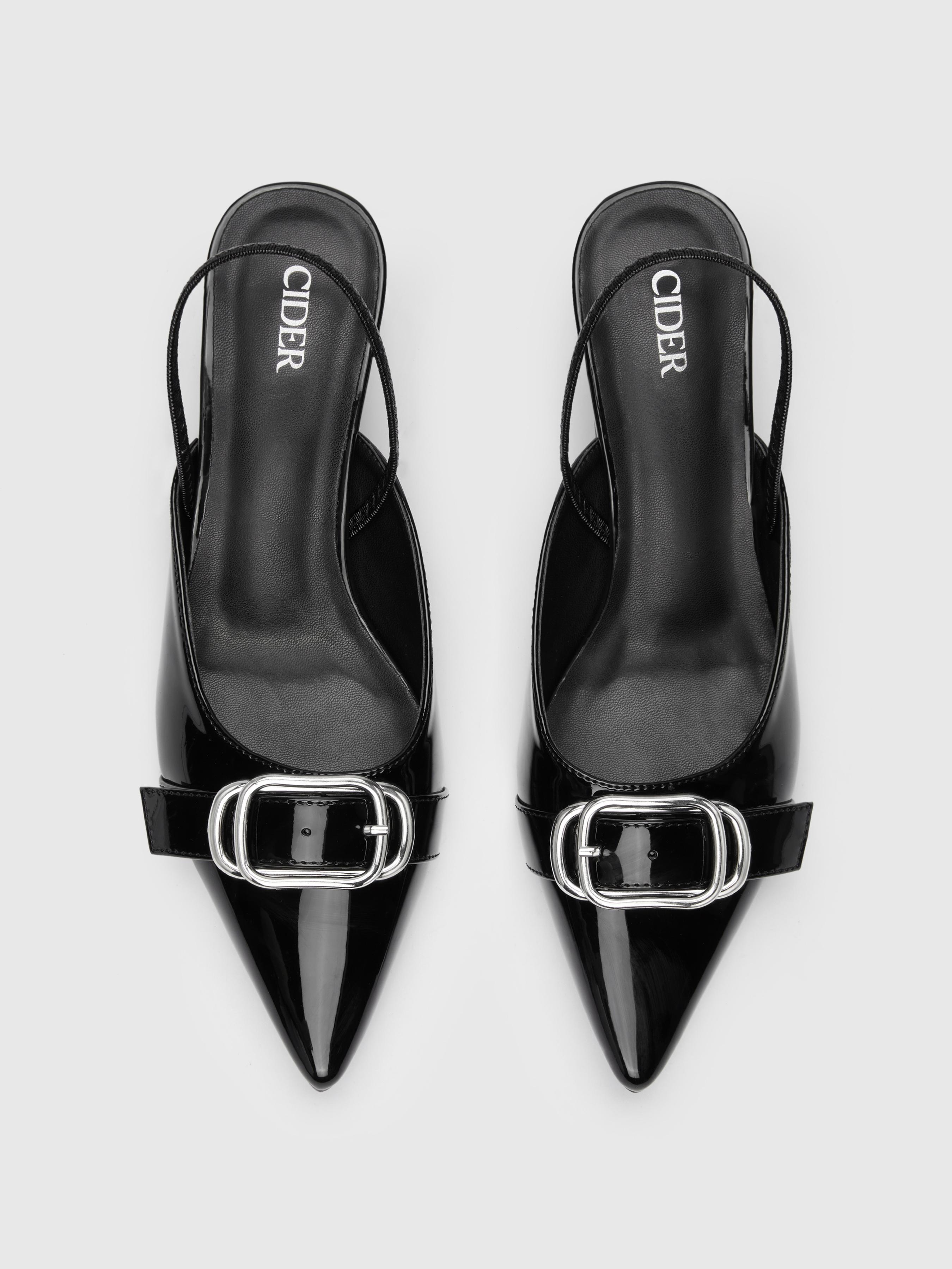 BUCKLE POINTED TOE SLINGBACK HEELS by CIDER