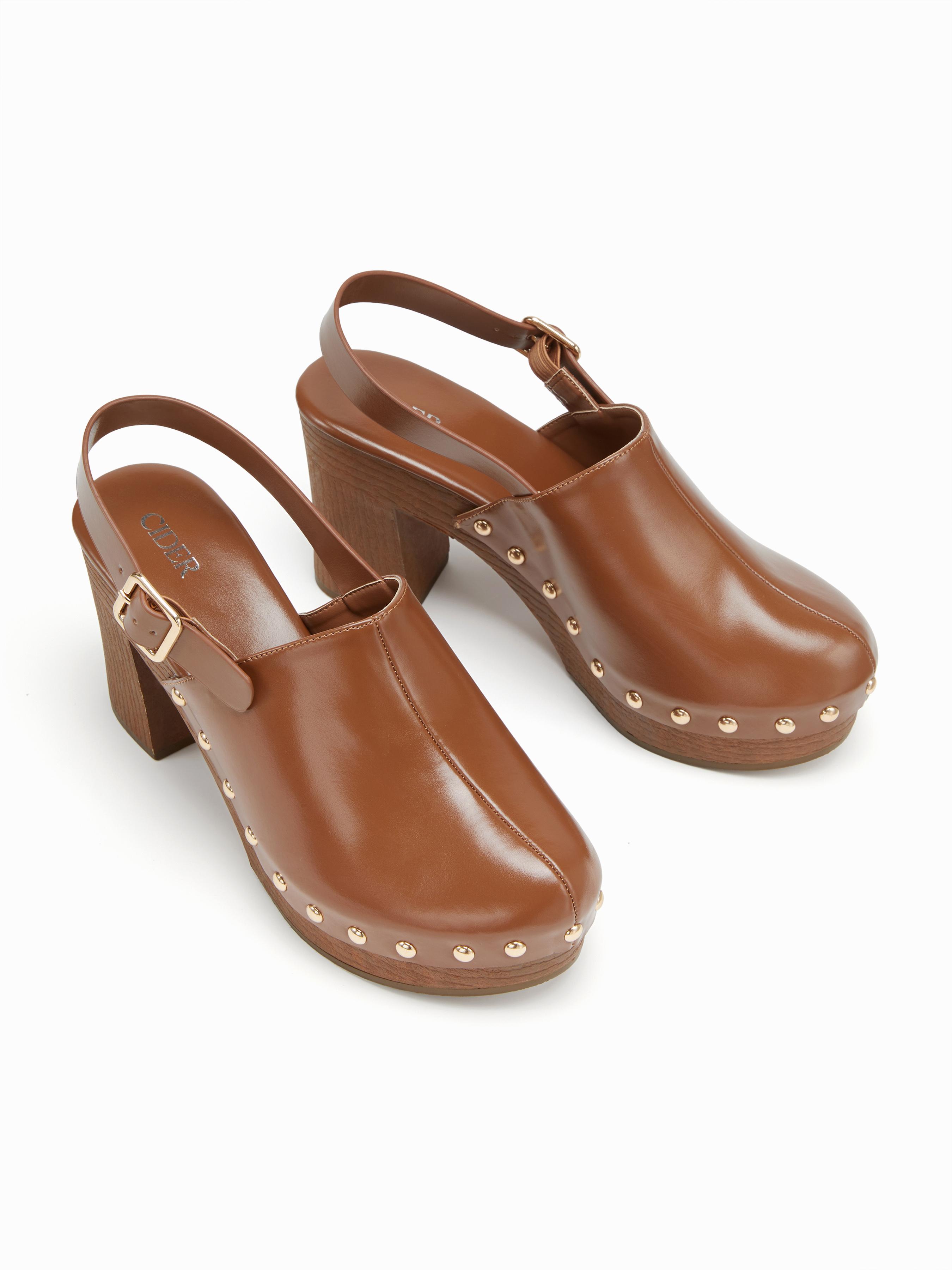 BUCKLE STUDDED MULE HEELS by CIDER