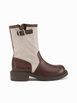 BUCKLE TWO-TONE CHUNKY HEELED ANKLE BOOTS by CIDER