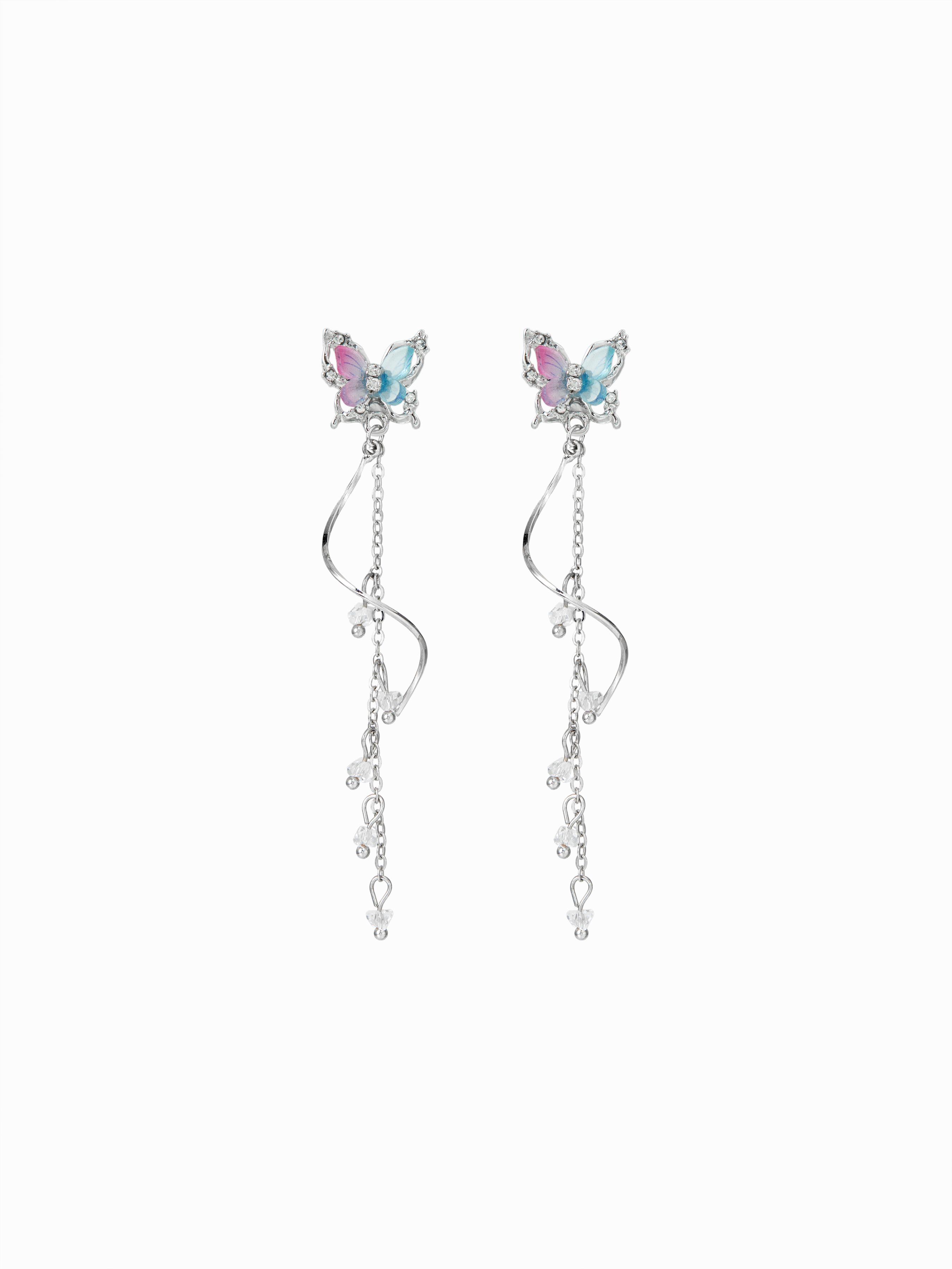 BUTTERFLY & BEADED DROP EARRINGS by CIDER