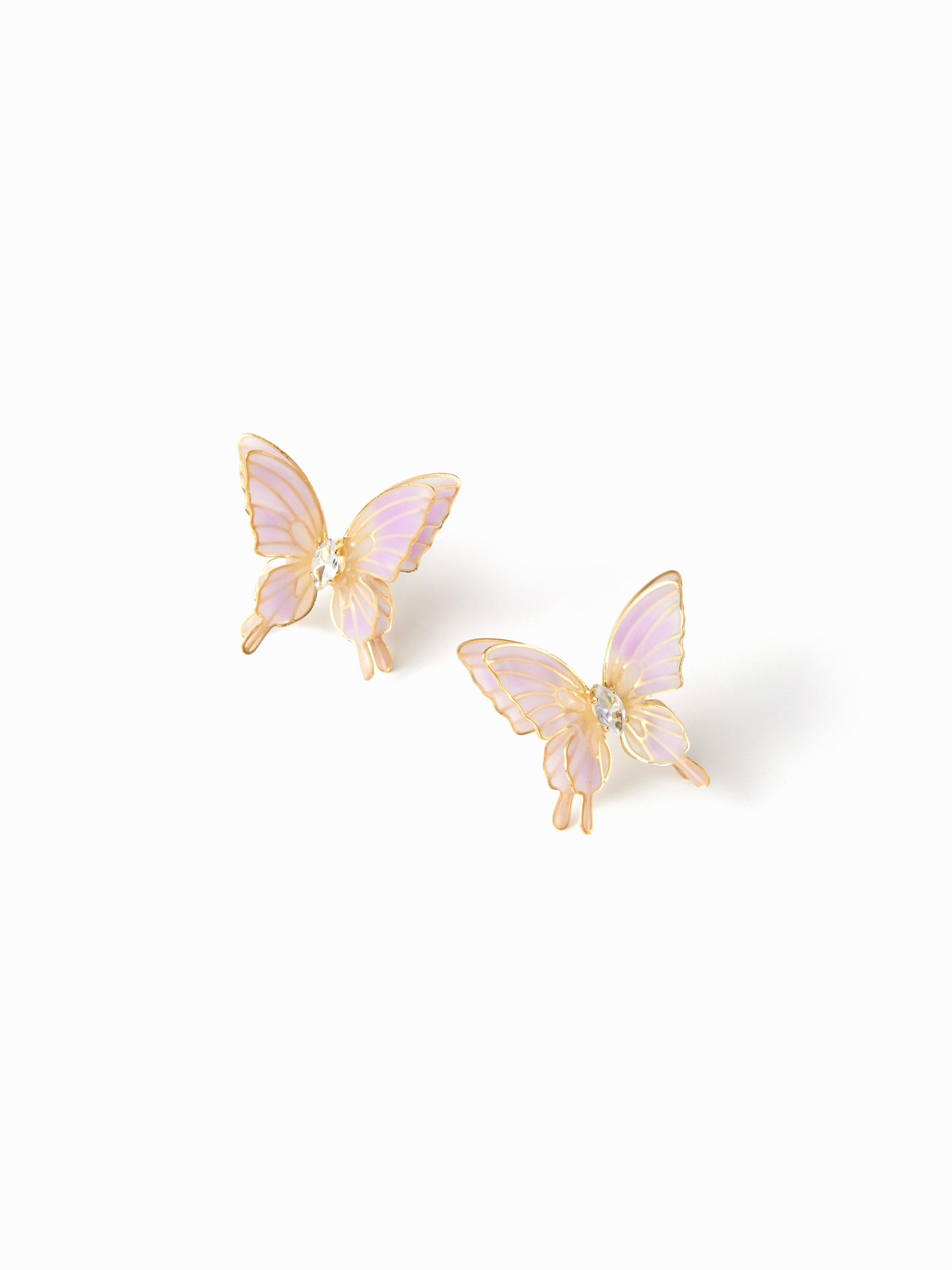 BUTTERFLY & RHINESTONE STUD EARRINGS by CIDER