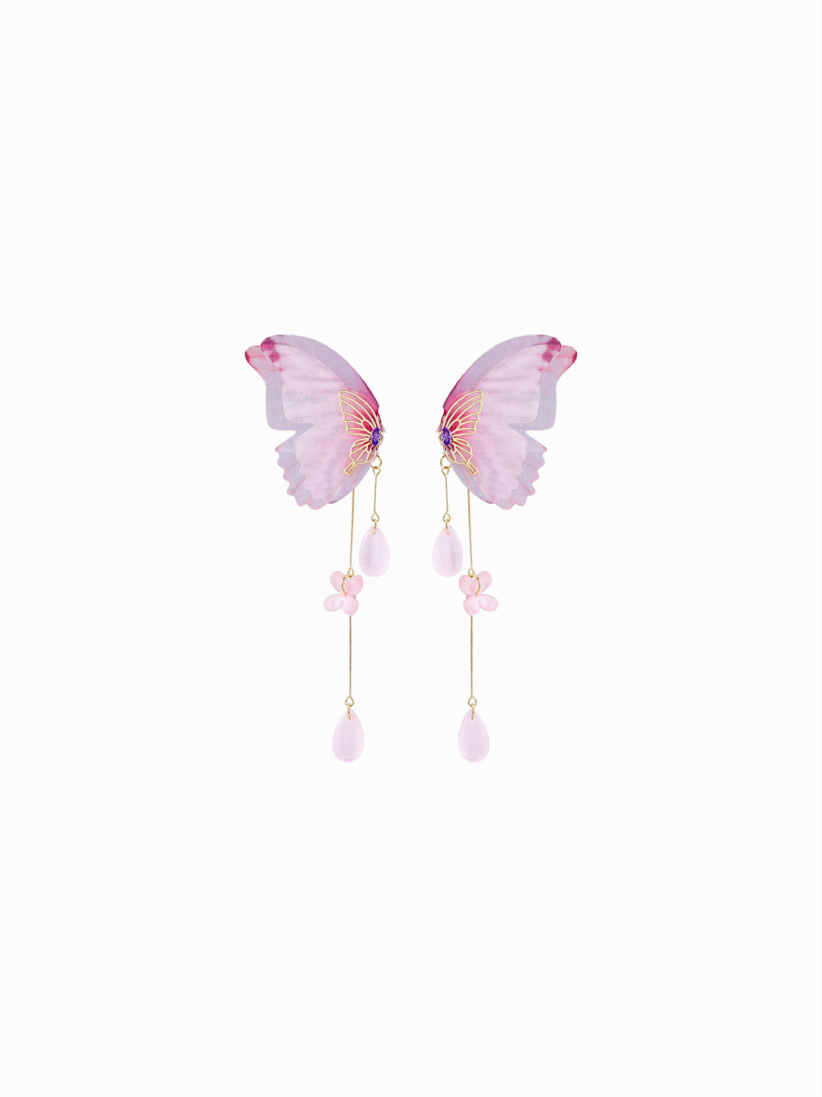 BUTTERFLY & ZIRCON DROP EARRINGS by CIDER