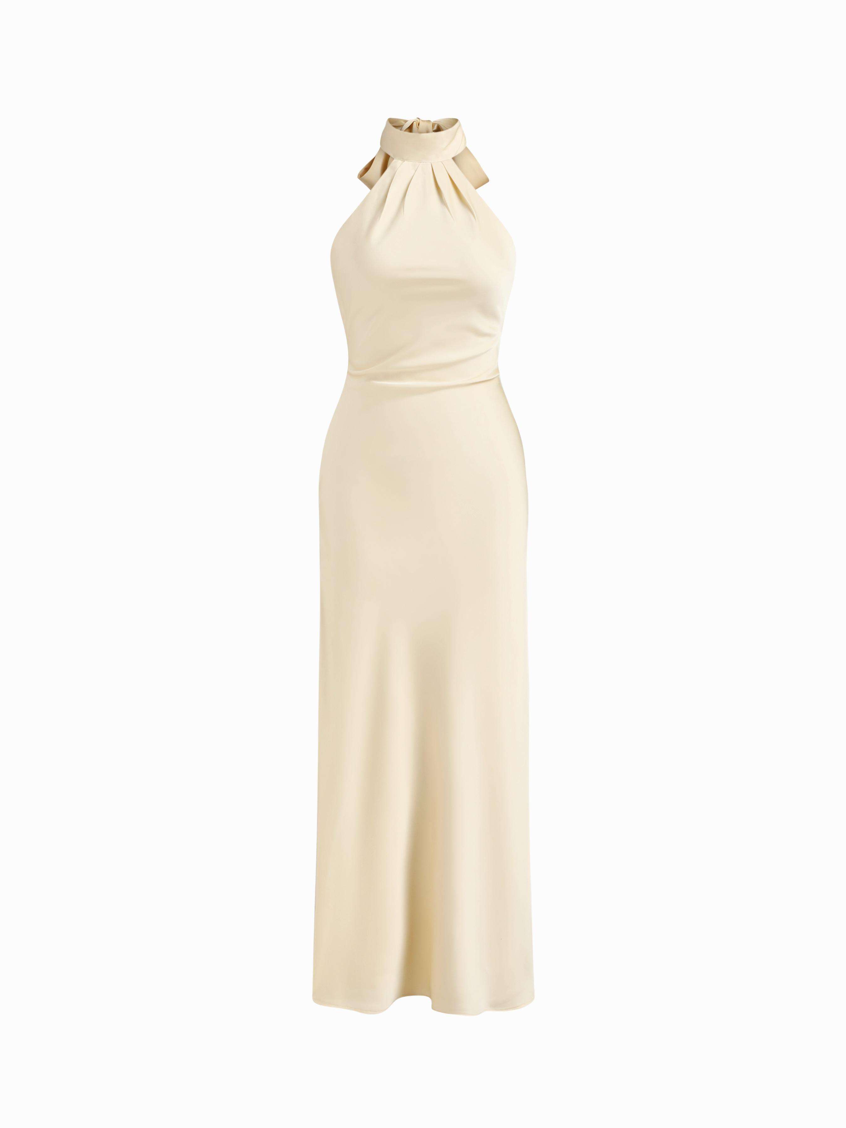 Backless Halter Neck Split Maxi Dress by CIDER