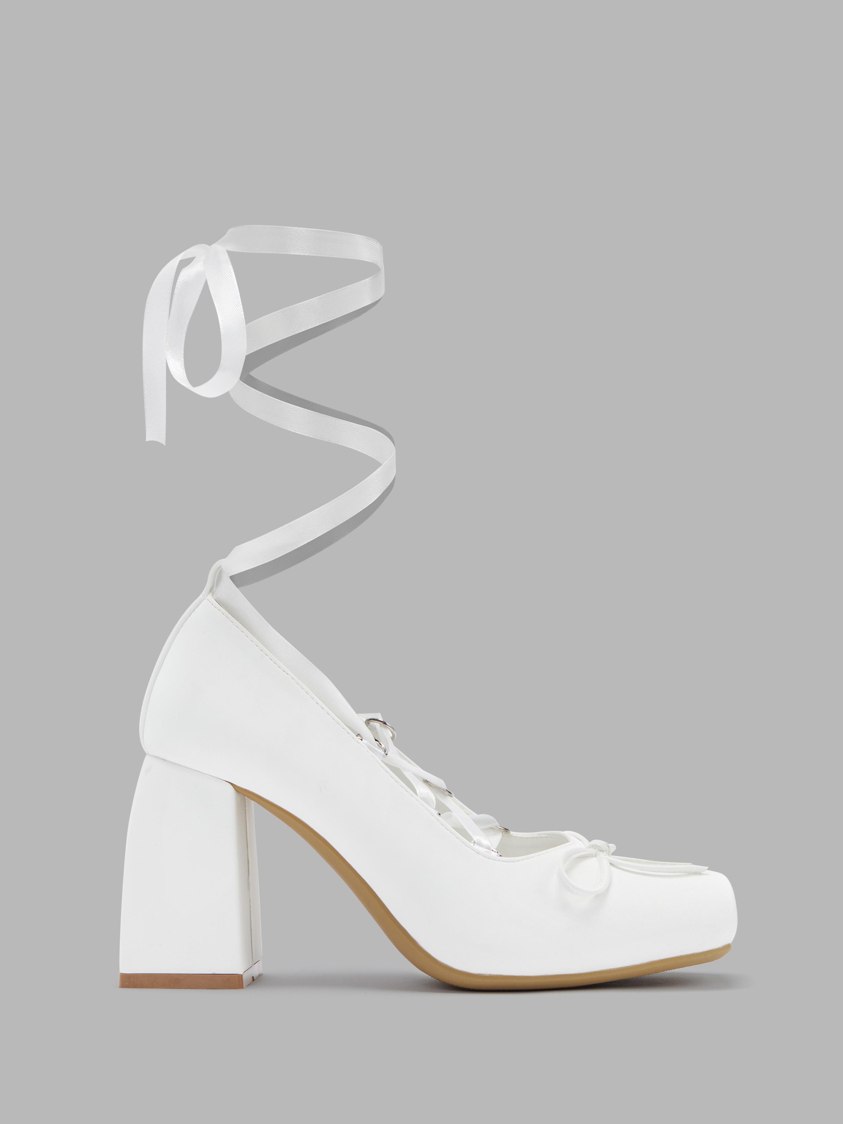 Ballet Satin Bow Mary Jane Heels by CIDER