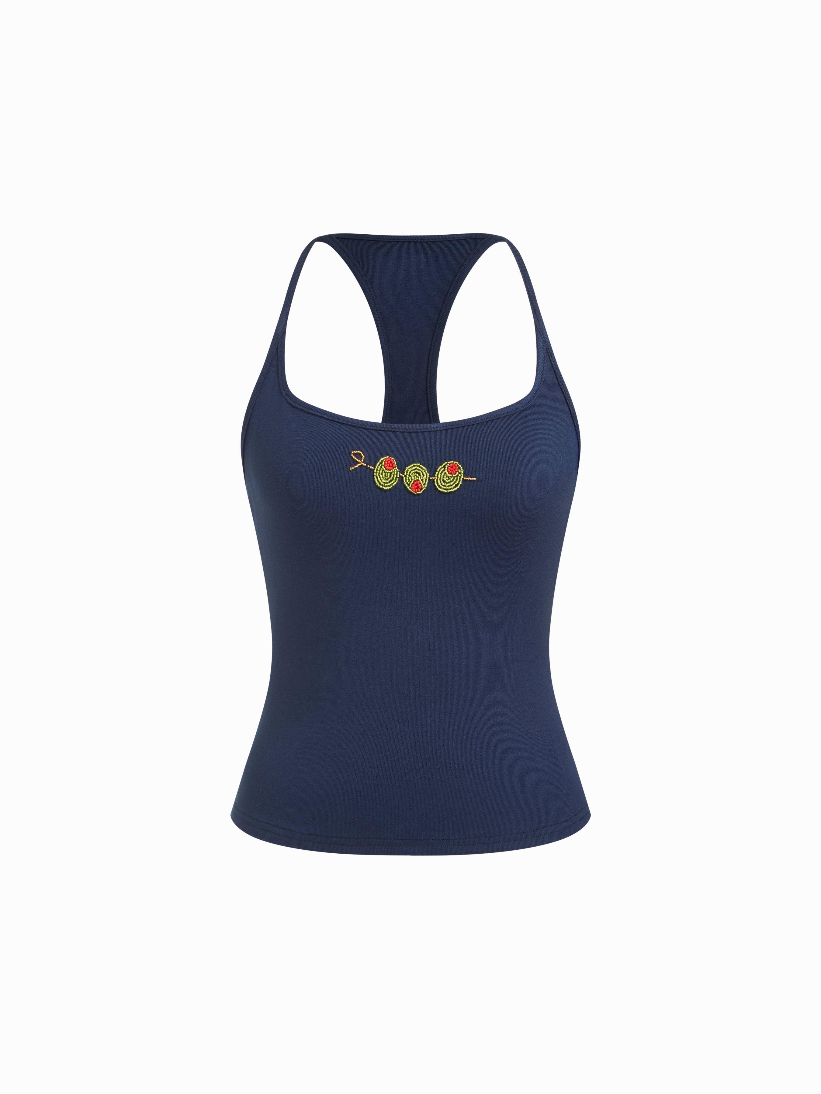 Beaded Embroidery Crop Cami Top by CIDER