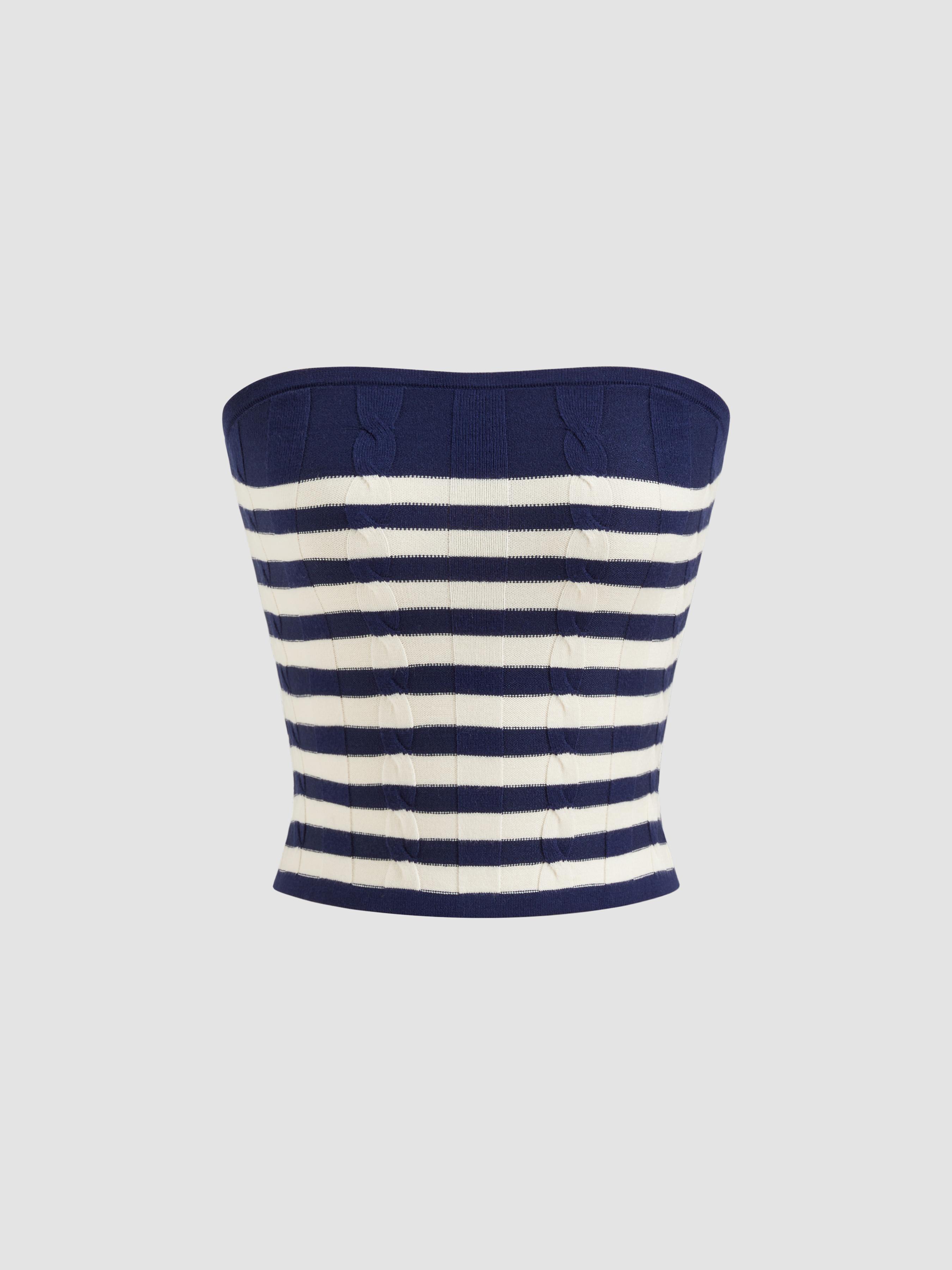 Below Deck Stripe Bandeau Knit Top by CIDER