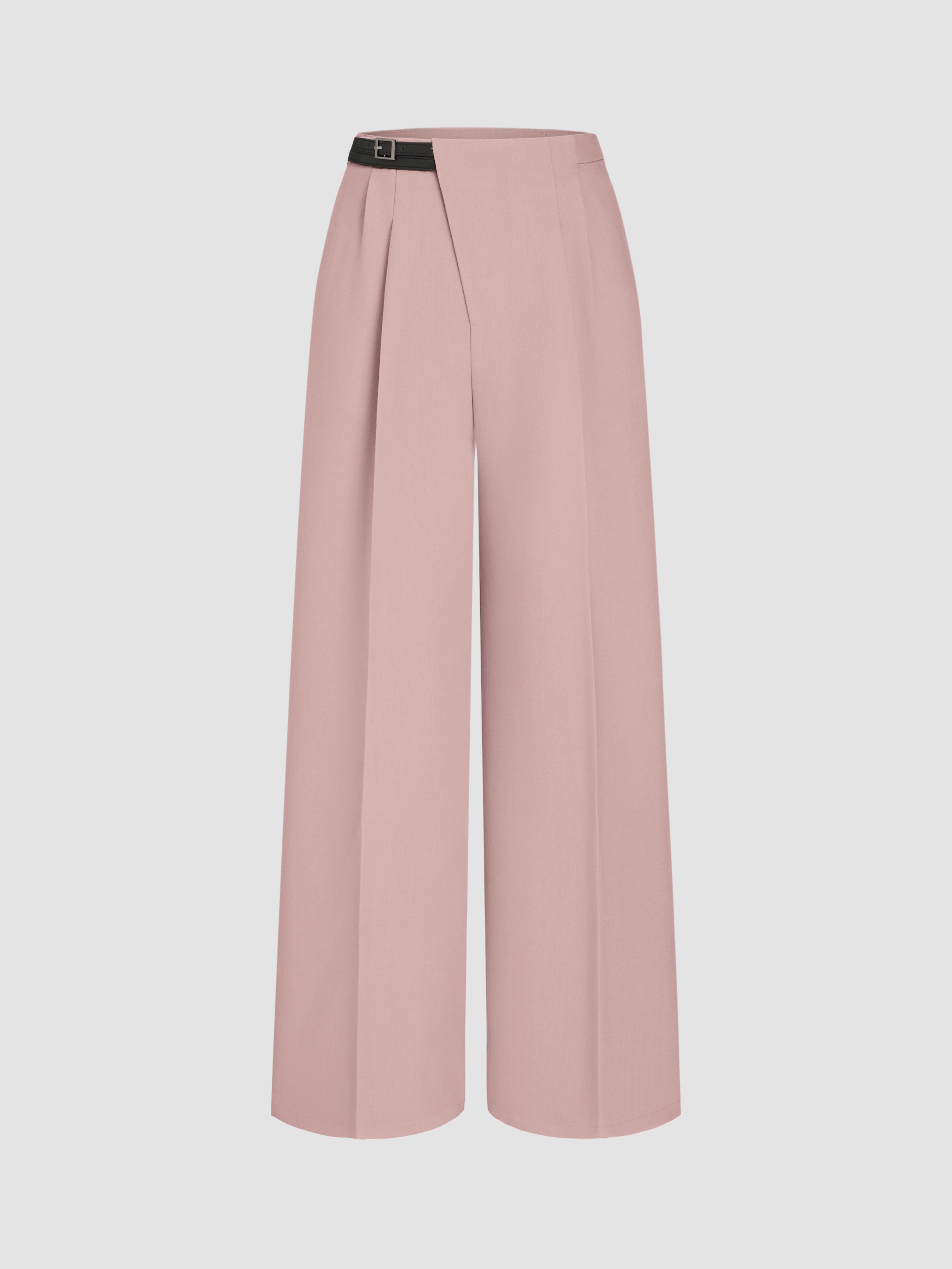 Belted Asymmetric Straight Leg Trousers by CIDER