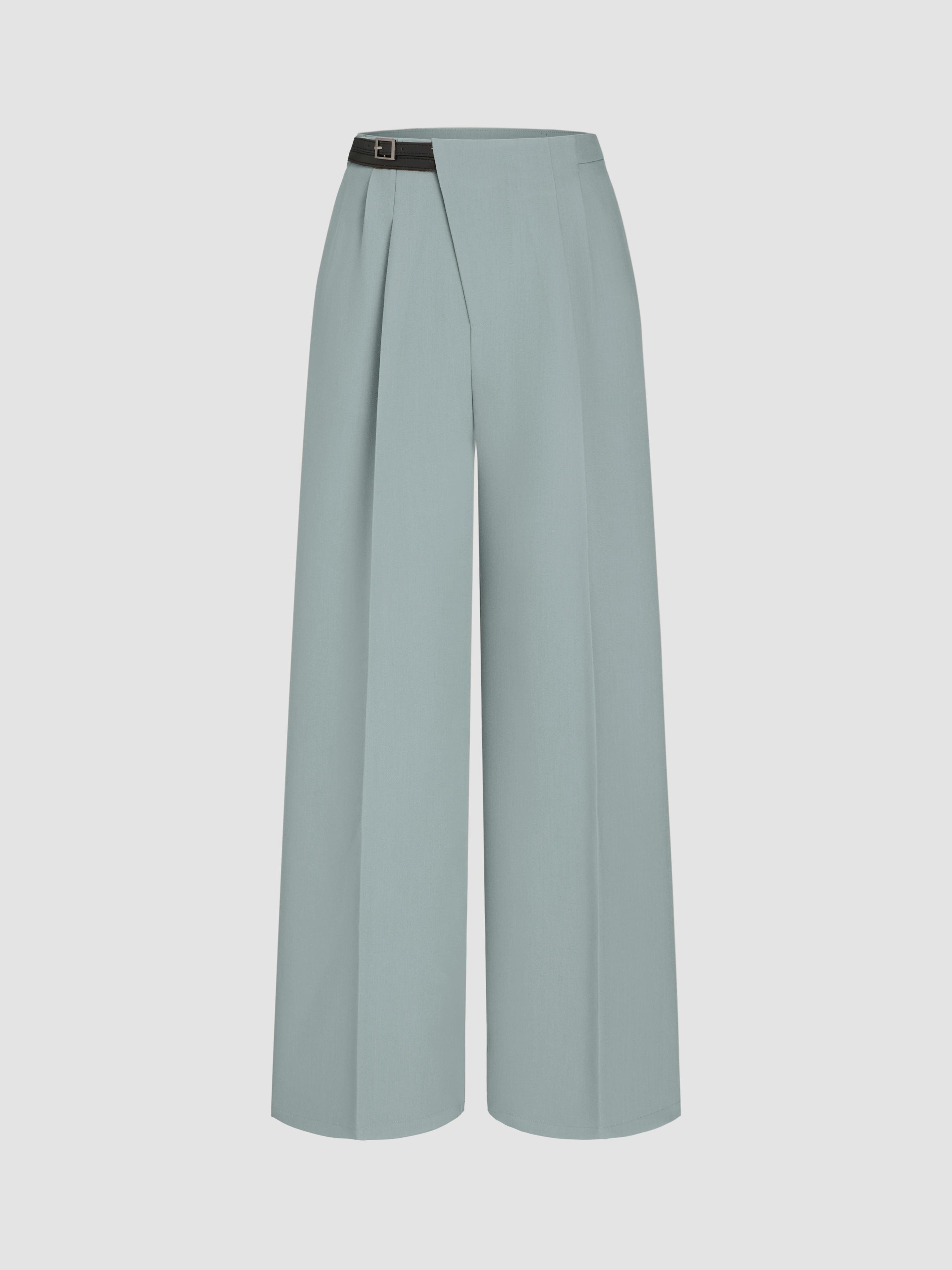 Belted Asymmetric Straight Leg Trousers by CIDER