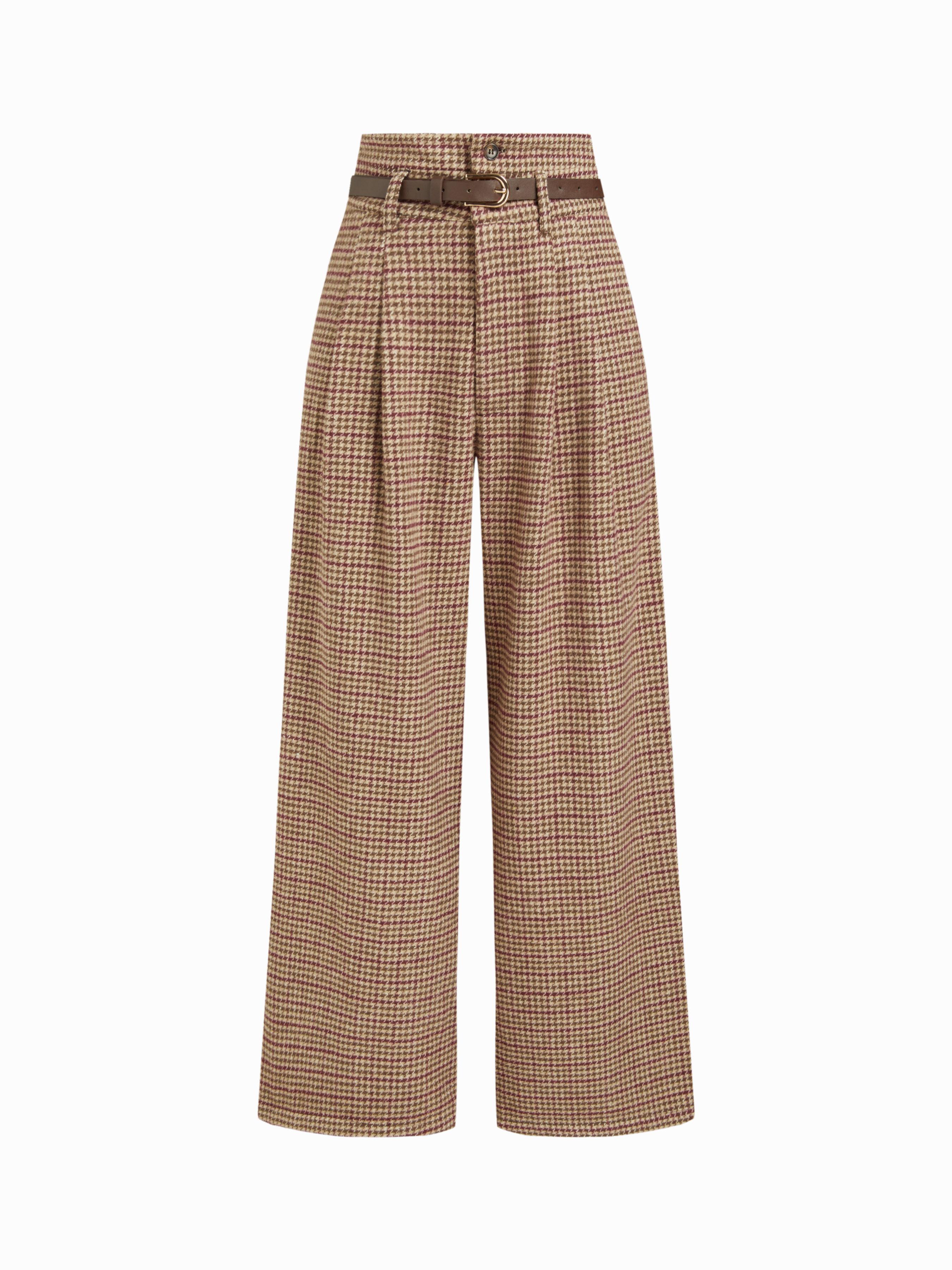 Belted High Rise Houndstooth Trouser by CIDER