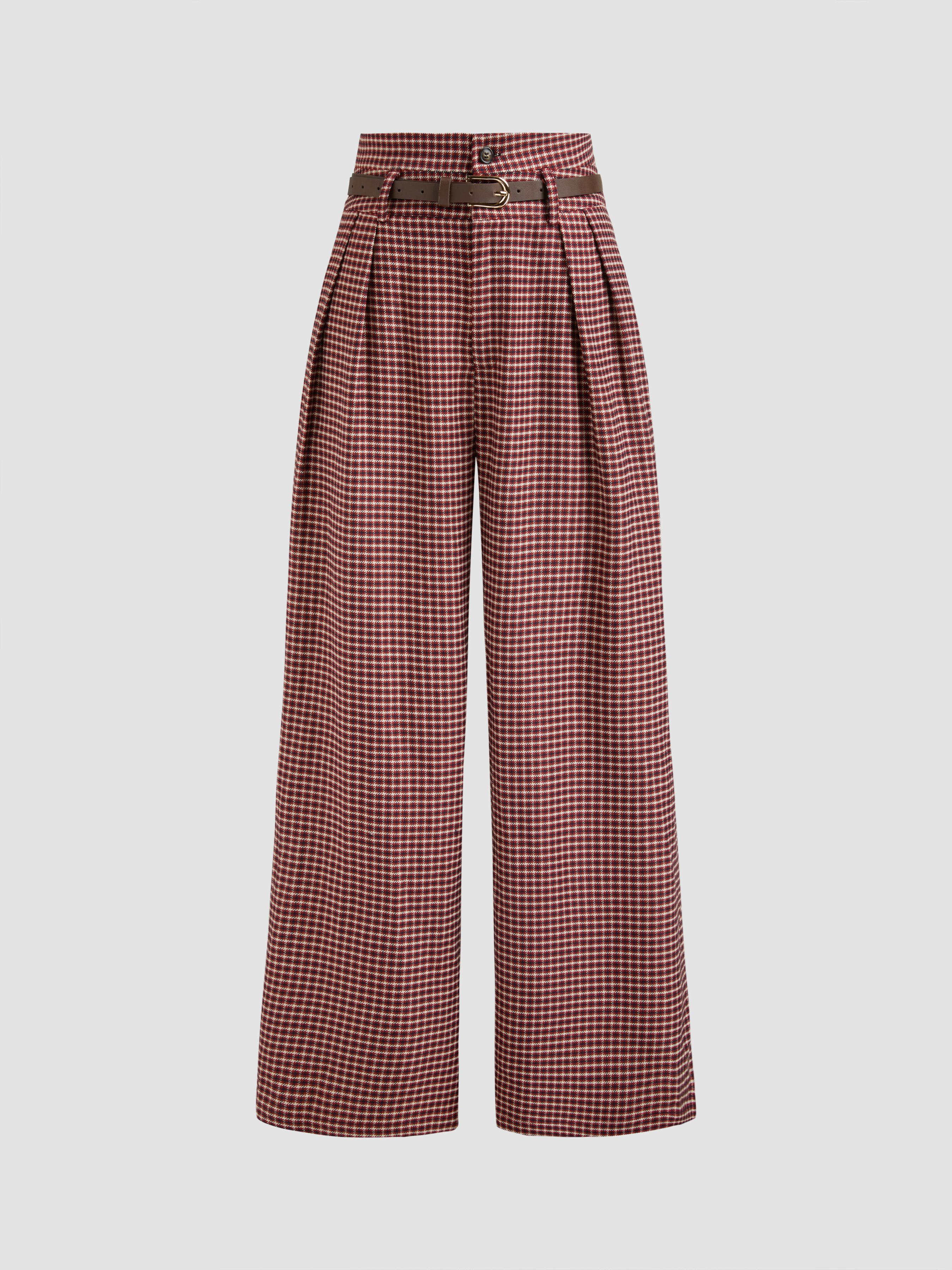 Belted High Rise Houndstooth Trouser by CIDER