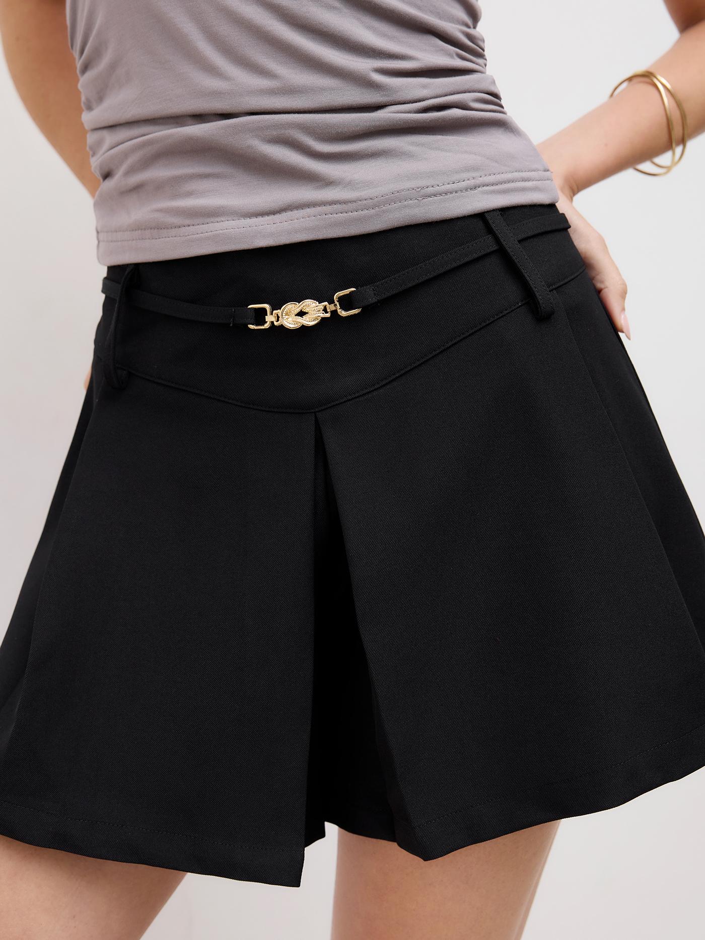 Belted High Rise Pleated Shorts by CIDER