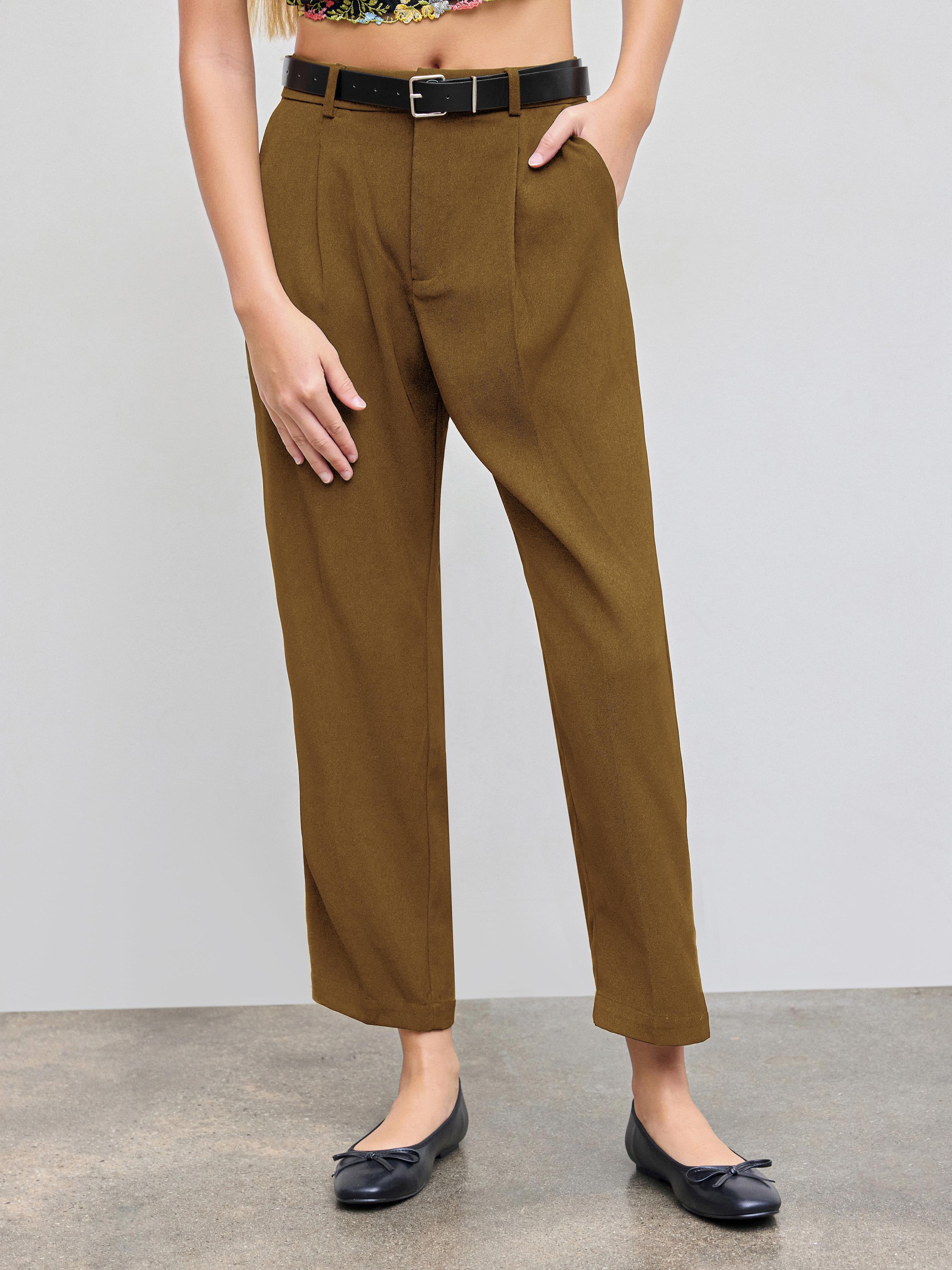 Belted High Rise Tapered Pant by CIDER