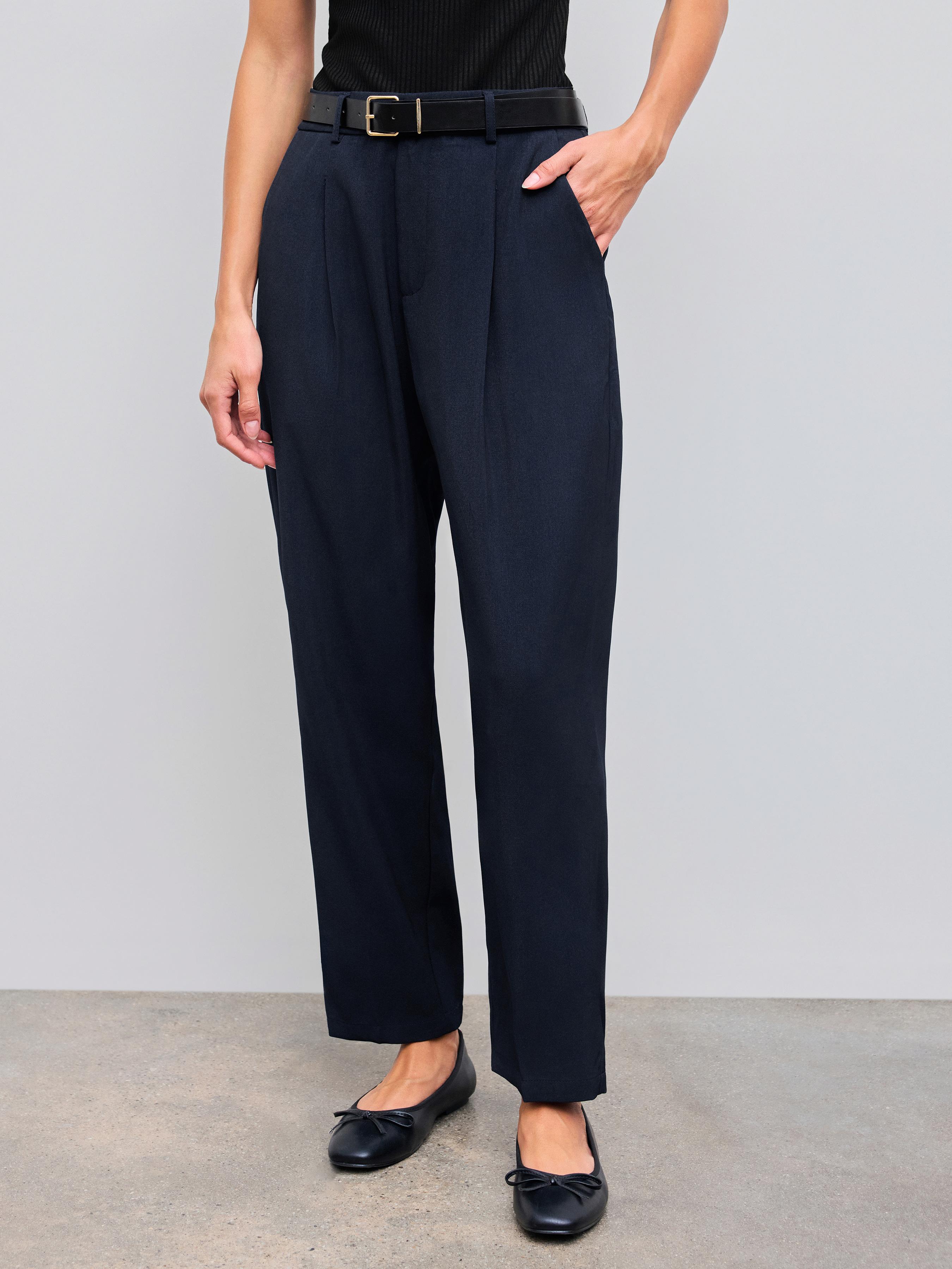 Belted High Rise Tapered Pant by CIDER