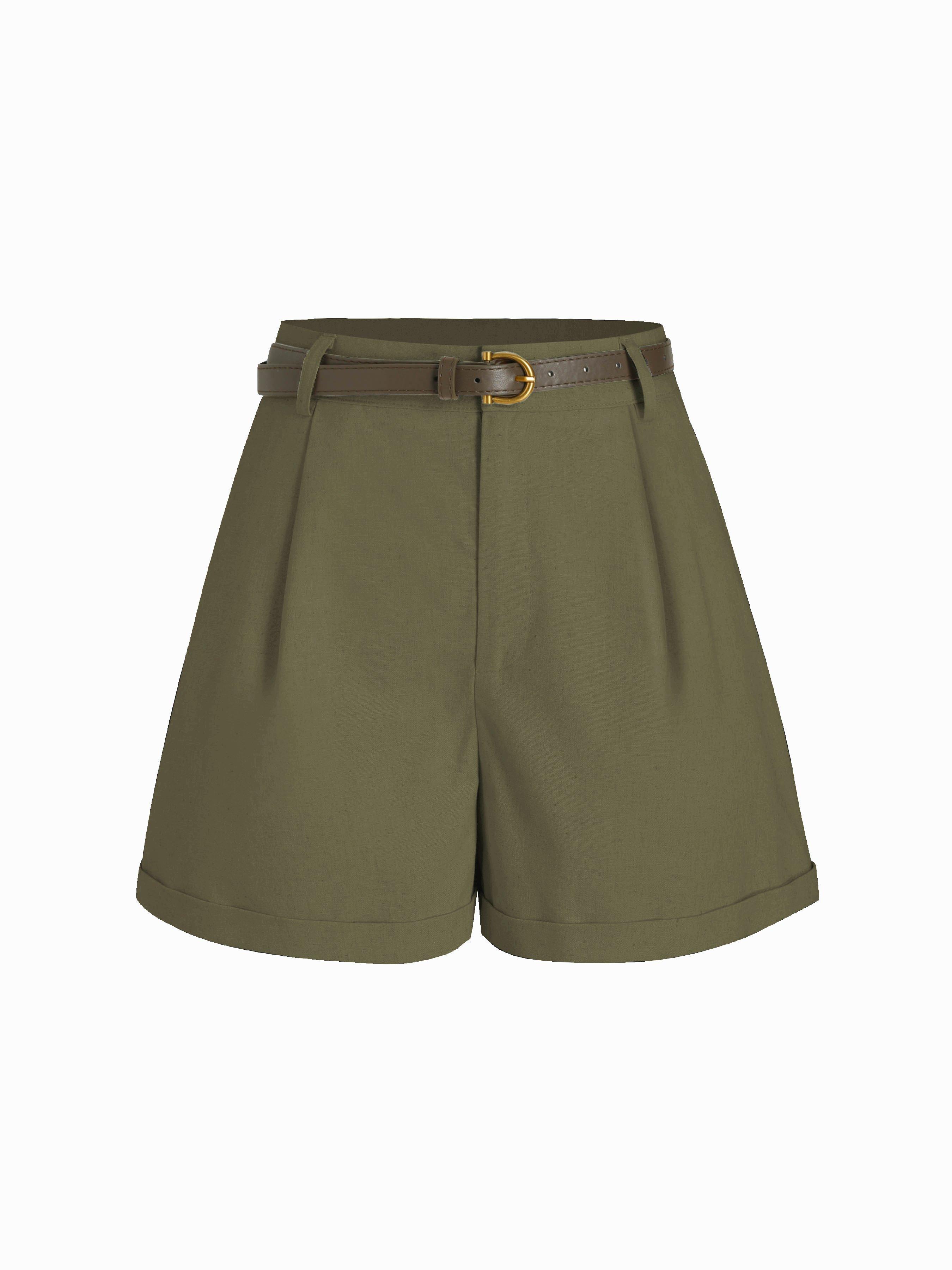 Belted High Waist Trouser Short by CIDER