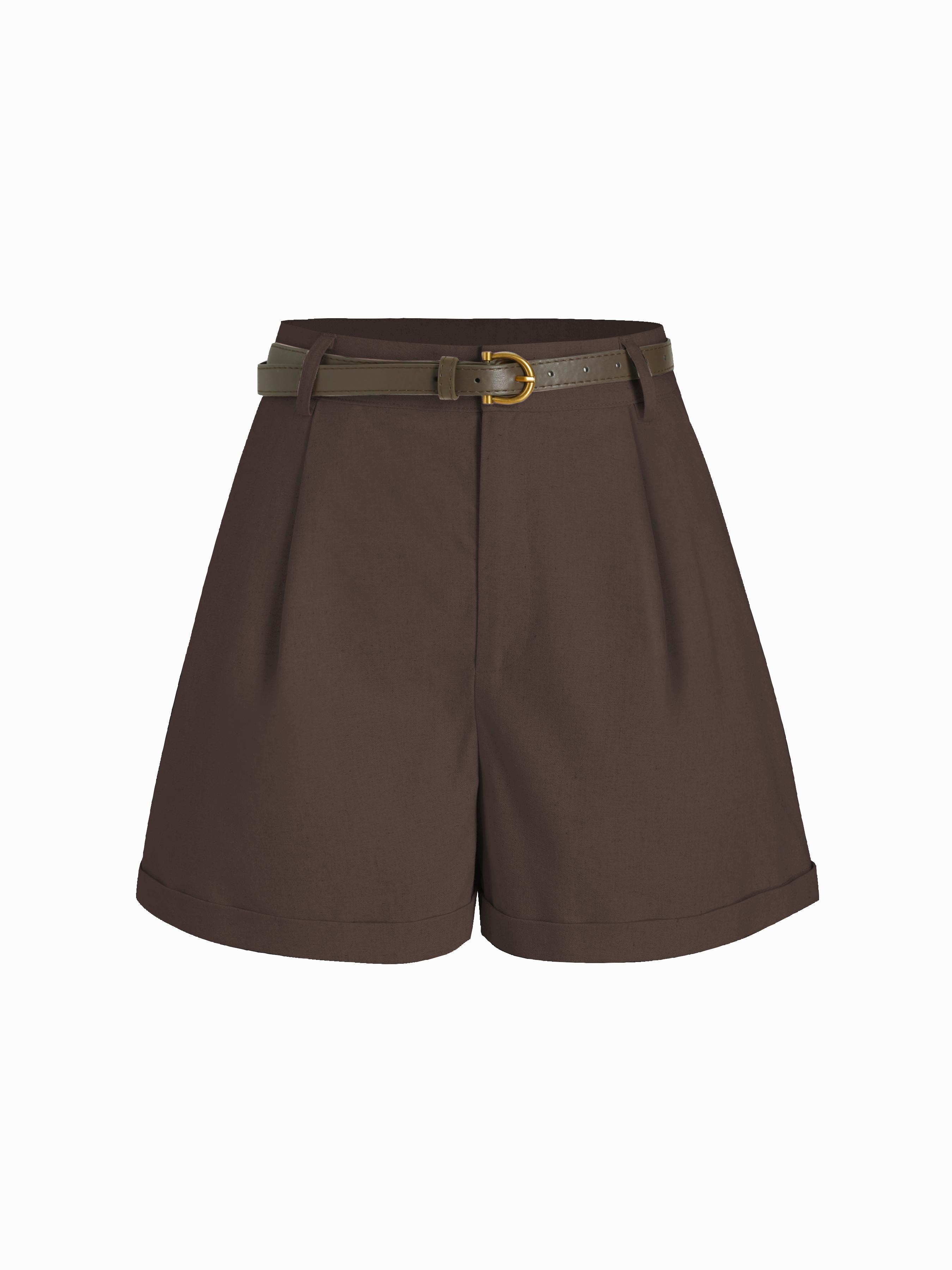 Belted High Waist Trouser Short by CIDER
