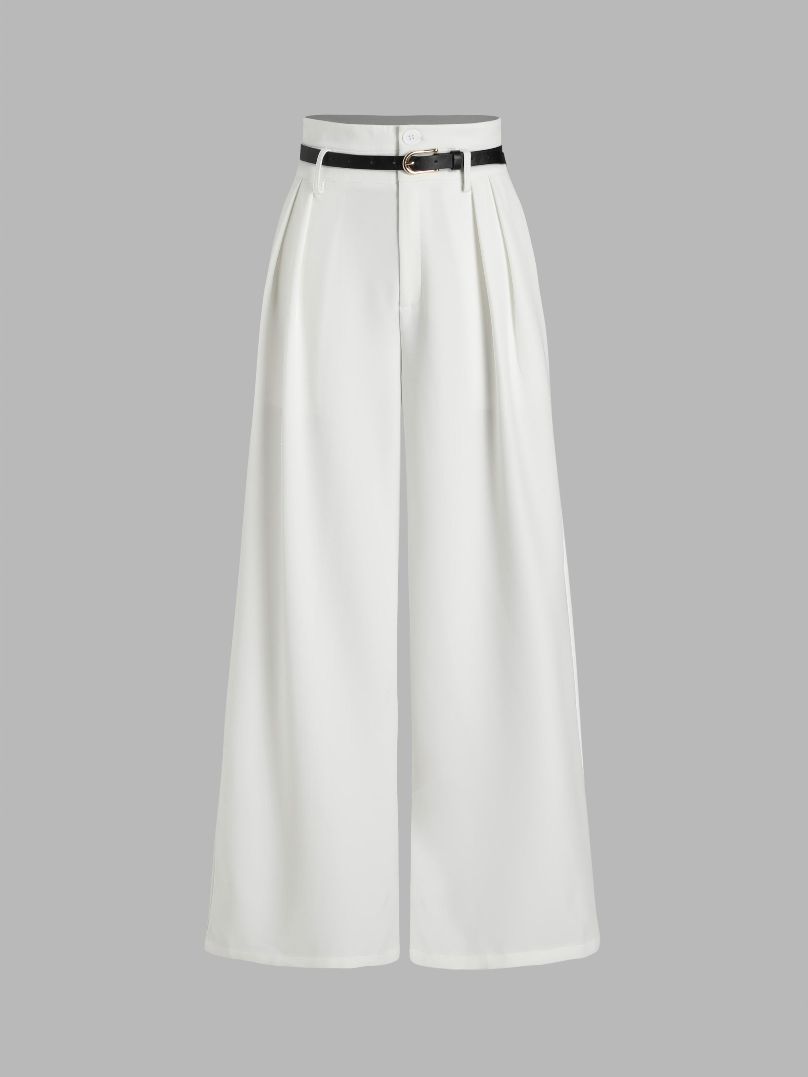 Belted High Waisted Pleated Trousers by CIDER