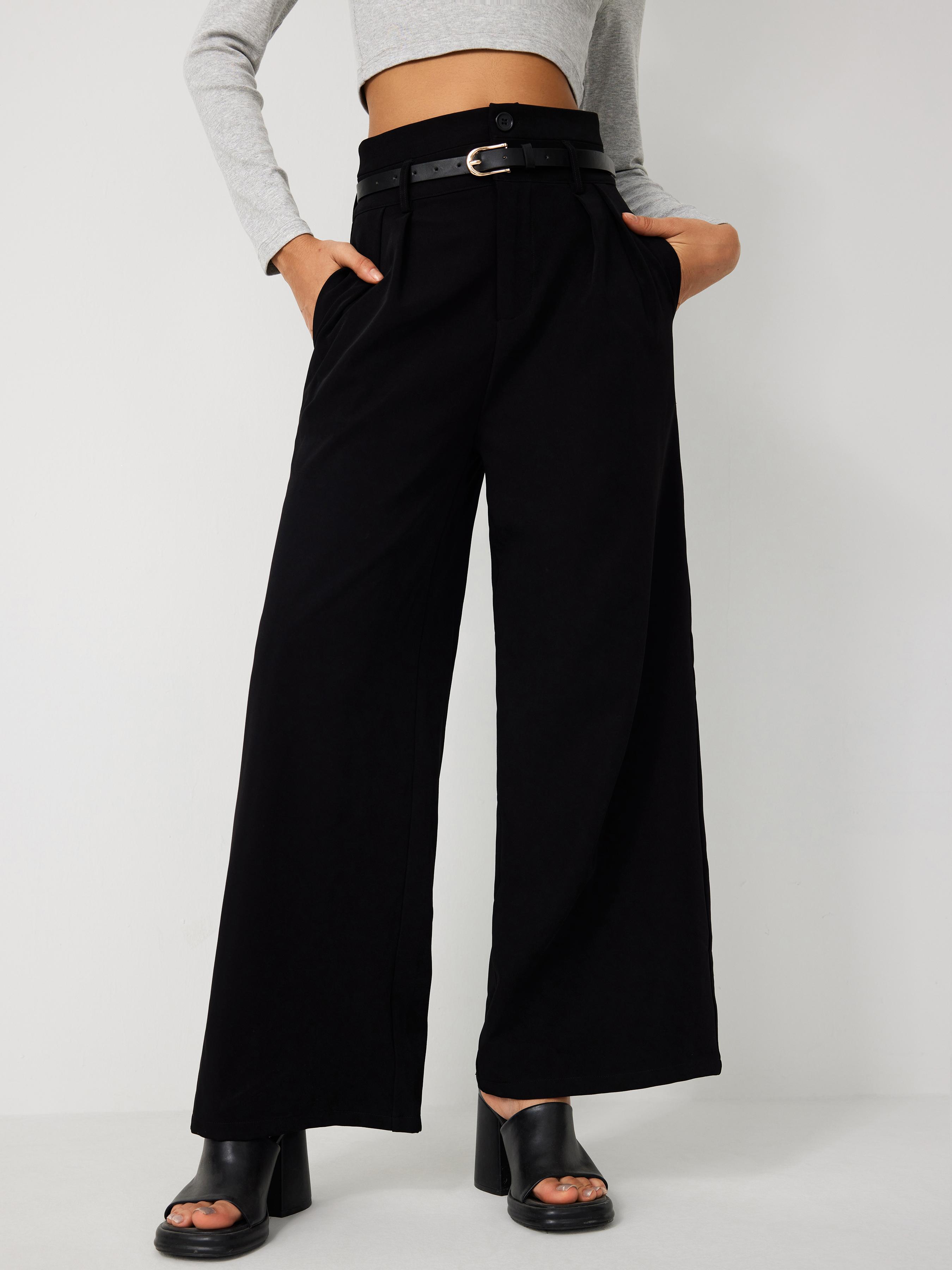 Belted High Waisted Pleated Trousers by CIDER