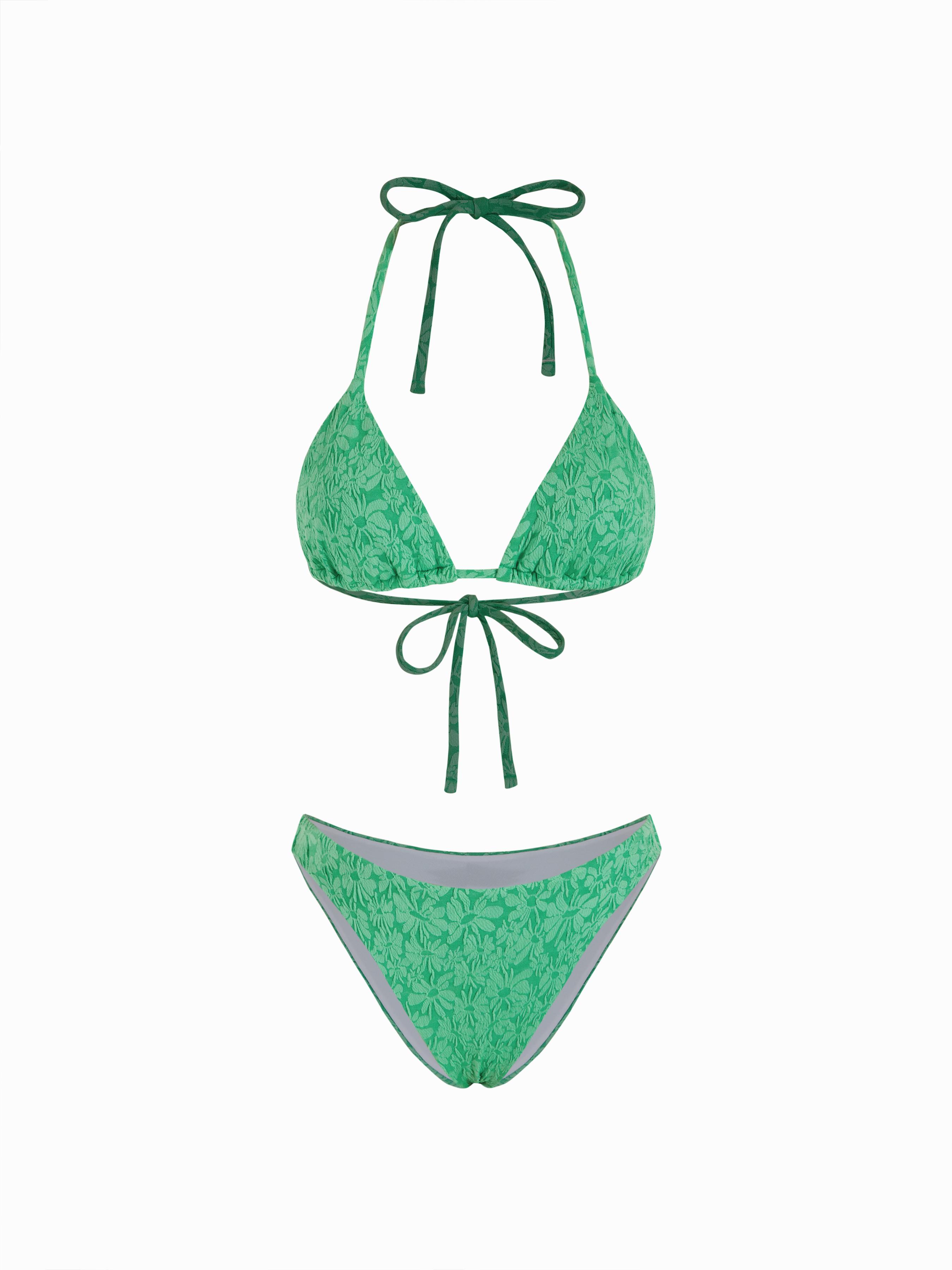 Blumiges Spitzen-Bikini-Set mit Halsbinde by CIDER