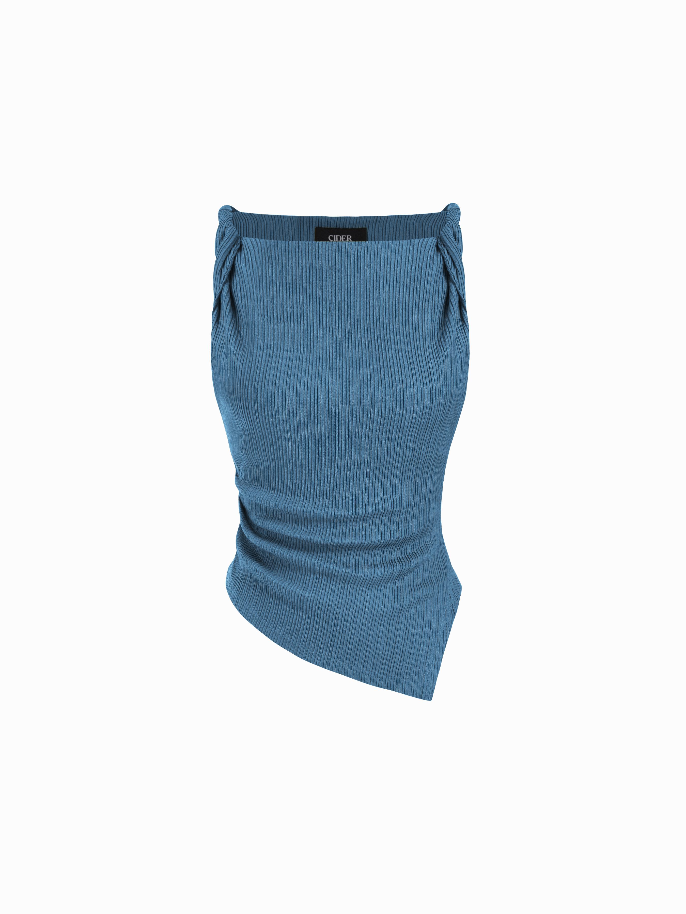 Boat Neck Asymmetrical Hem Ruched Tank Top by CIDER