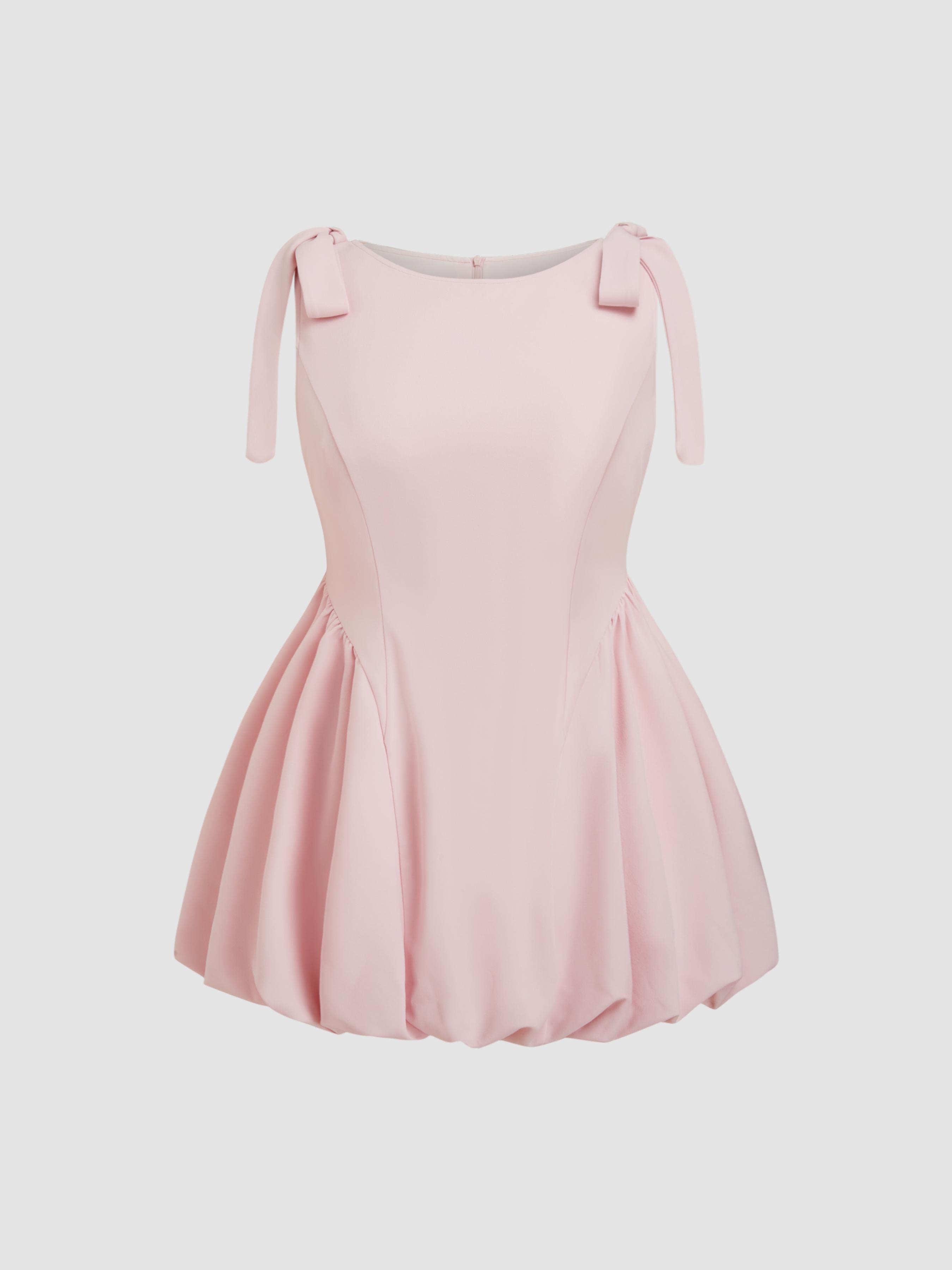 Boat Neck Bowknot Bubble Hem Mini Dress Curve & Plus by CIDER