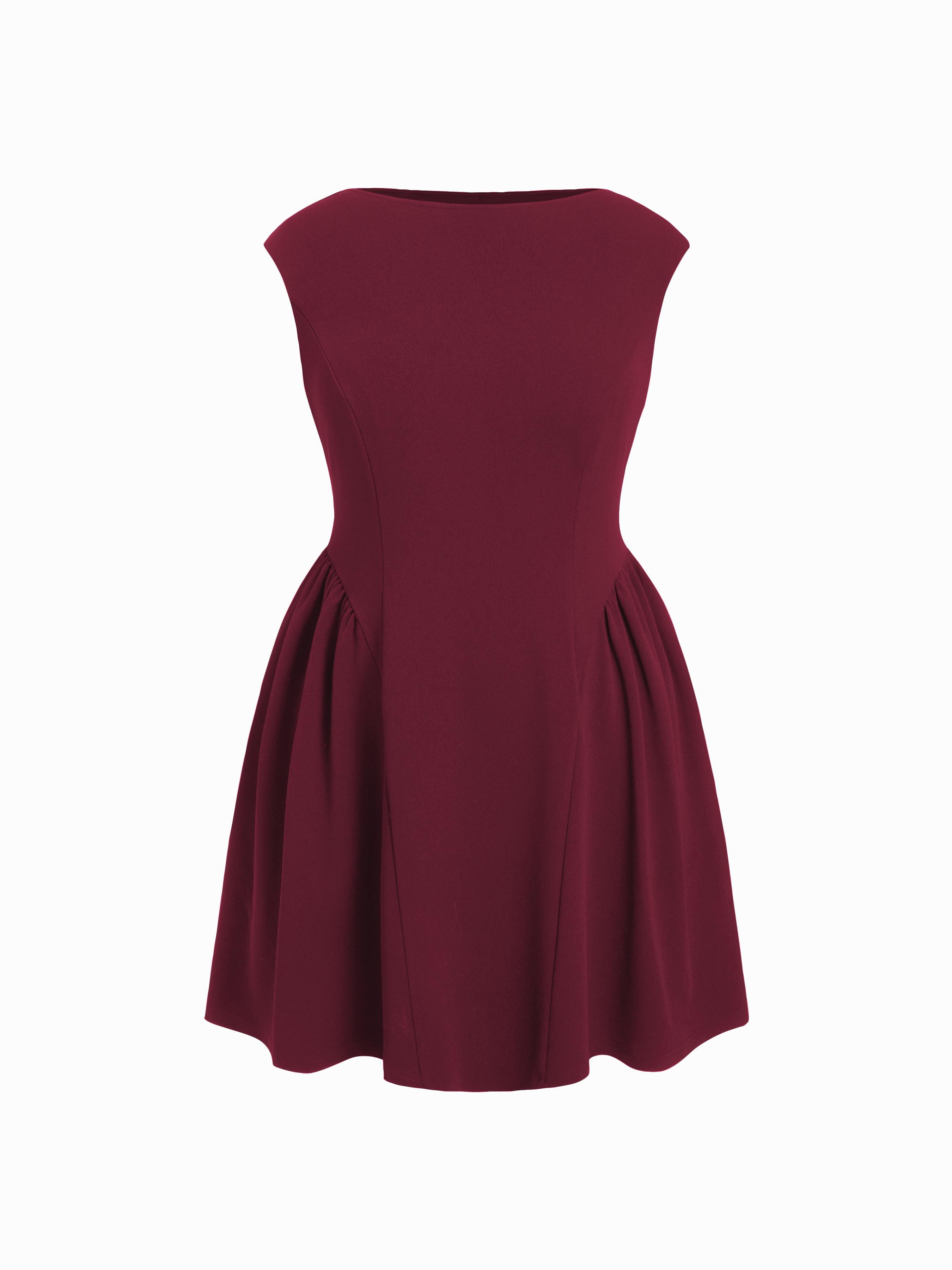 Boat Neck Flared Mini Dress Curve & Plus by CIDER