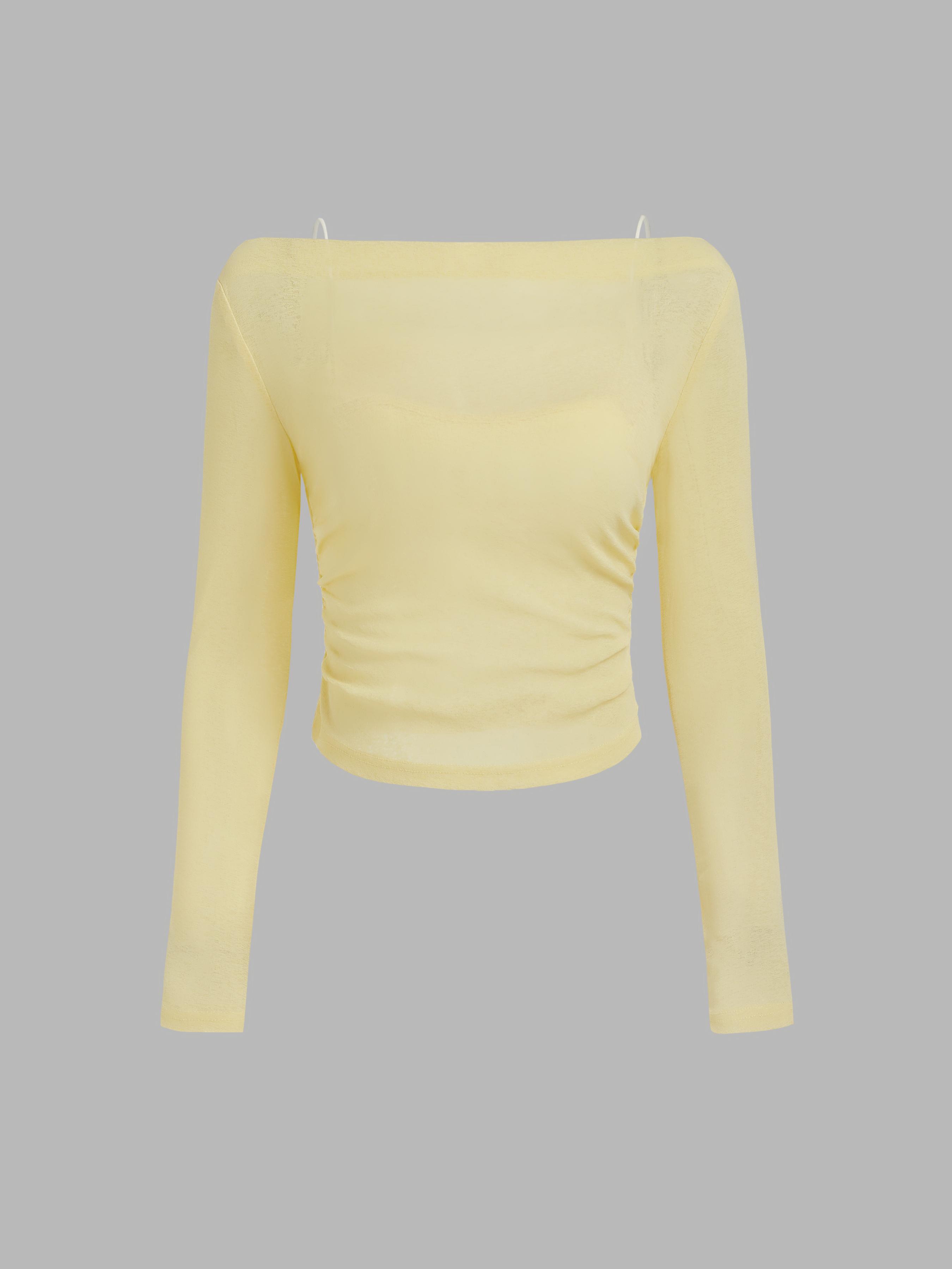 Boat Neck Long Sleeve Two-piece Top by CIDER