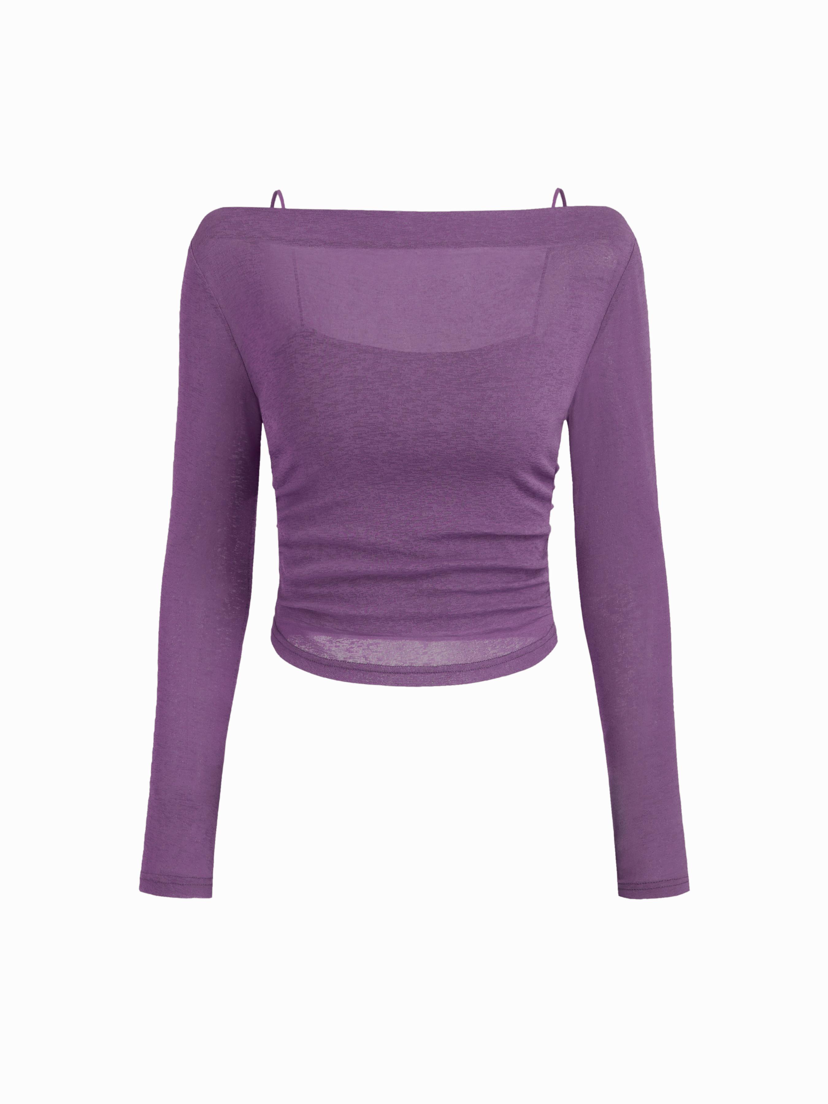 Boat Neck Long Sleeve Two-piece Top by CIDER