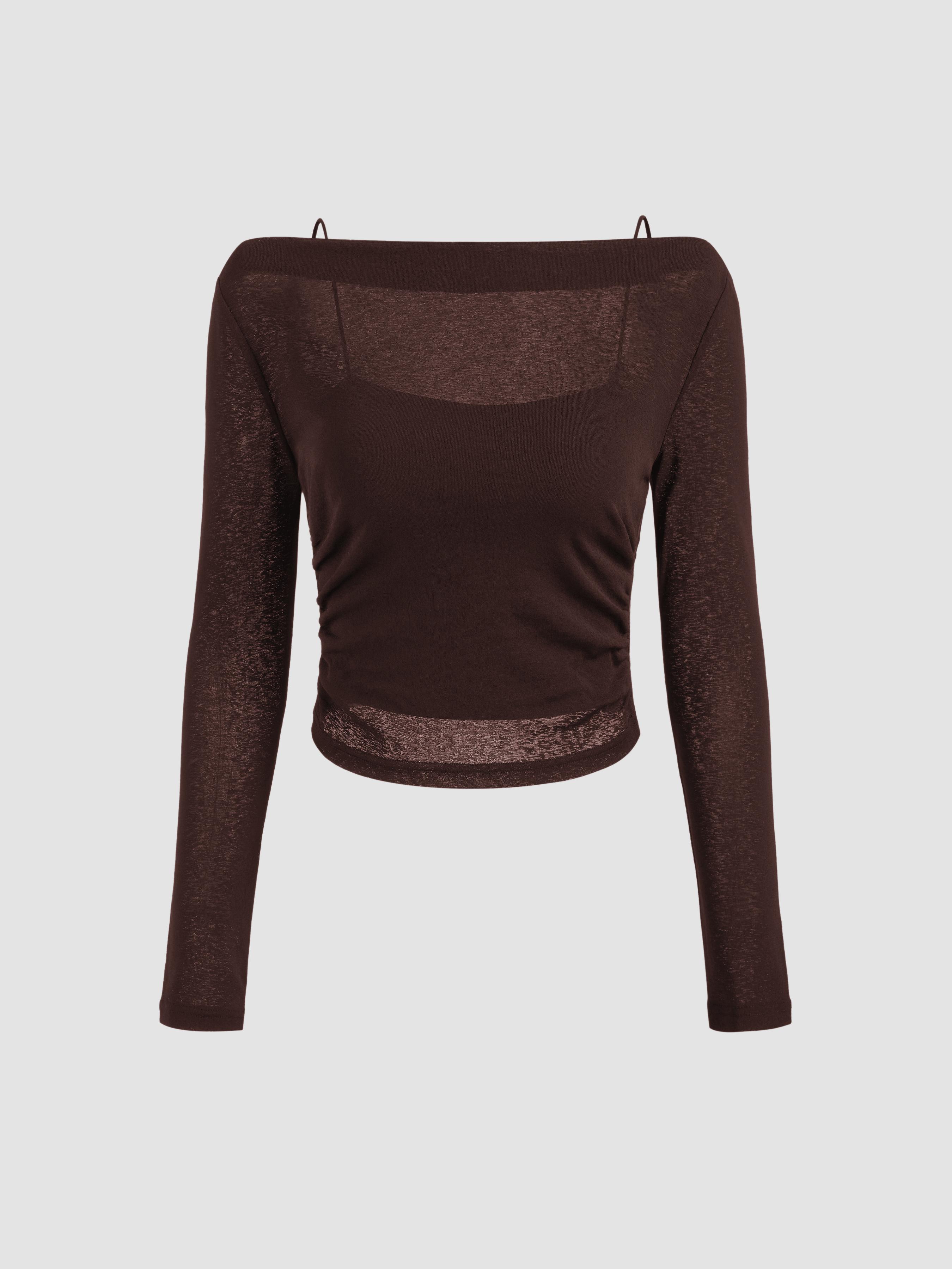 Boat Neck Long Sleeve Two-piece Top by CIDER