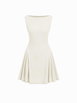 Boat Neck Pleated A-line Mini Dress by CIDER Boat Neck Pleated A-line Mini Dress by CIDER