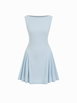 Boat Neck Pleated A-line Mini Dress by CIDER Boat Neck Pleated A-line Mini Dress by CIDER
