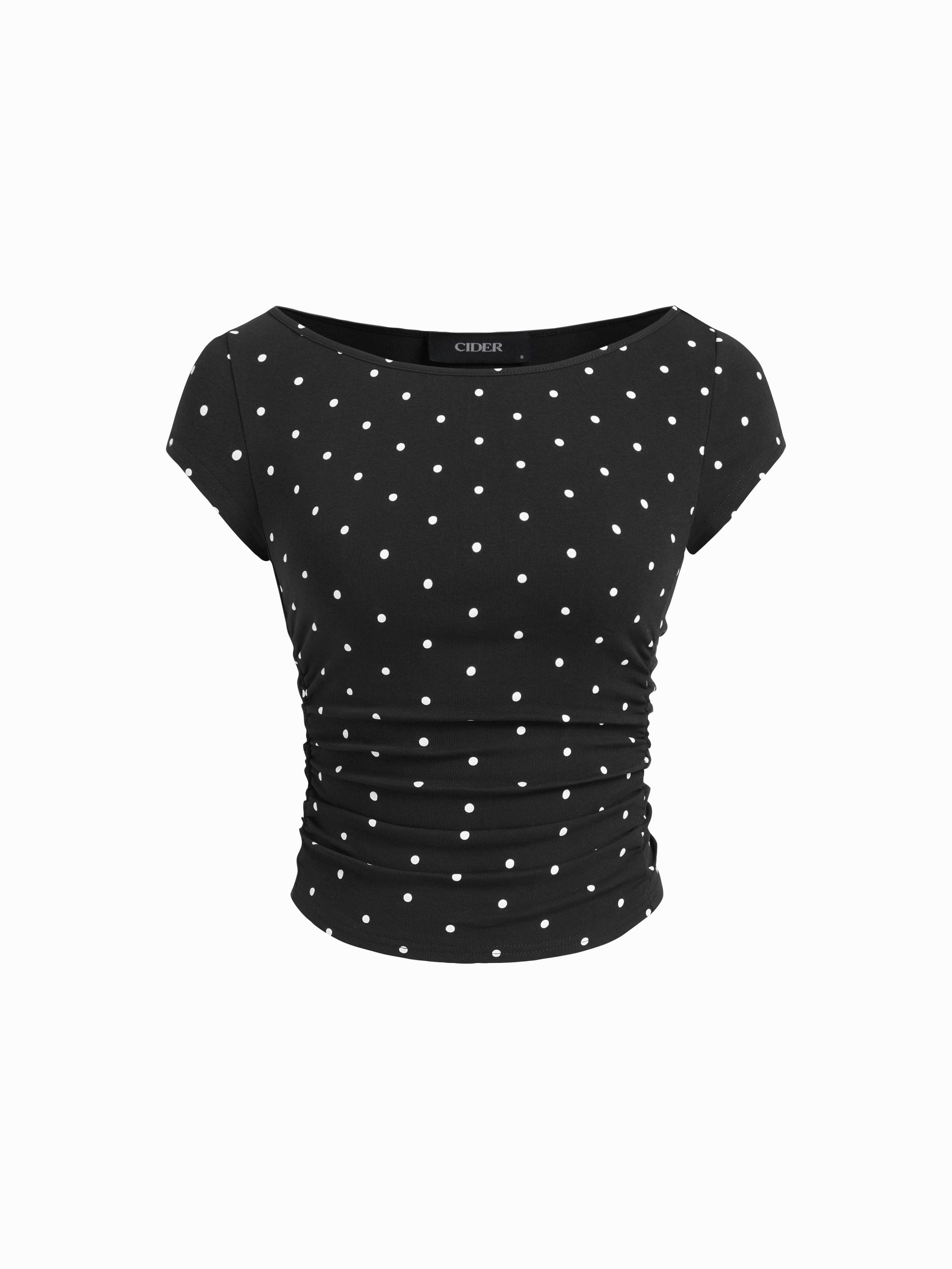 Boat Neck Ruched Tee by CIDER