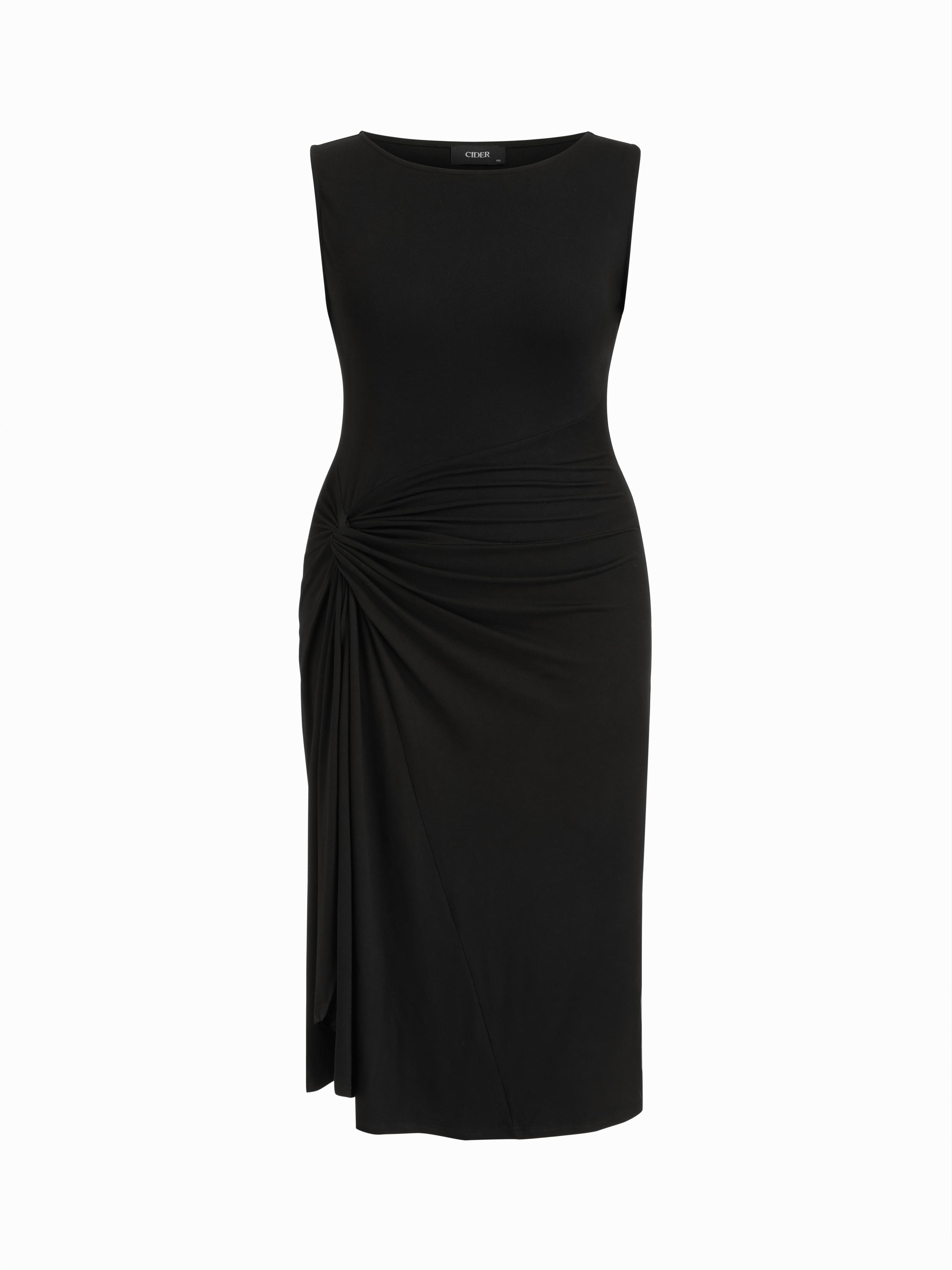 Boat Neck Side Twist Draped Midi Dress Curve & Plus by CIDER
