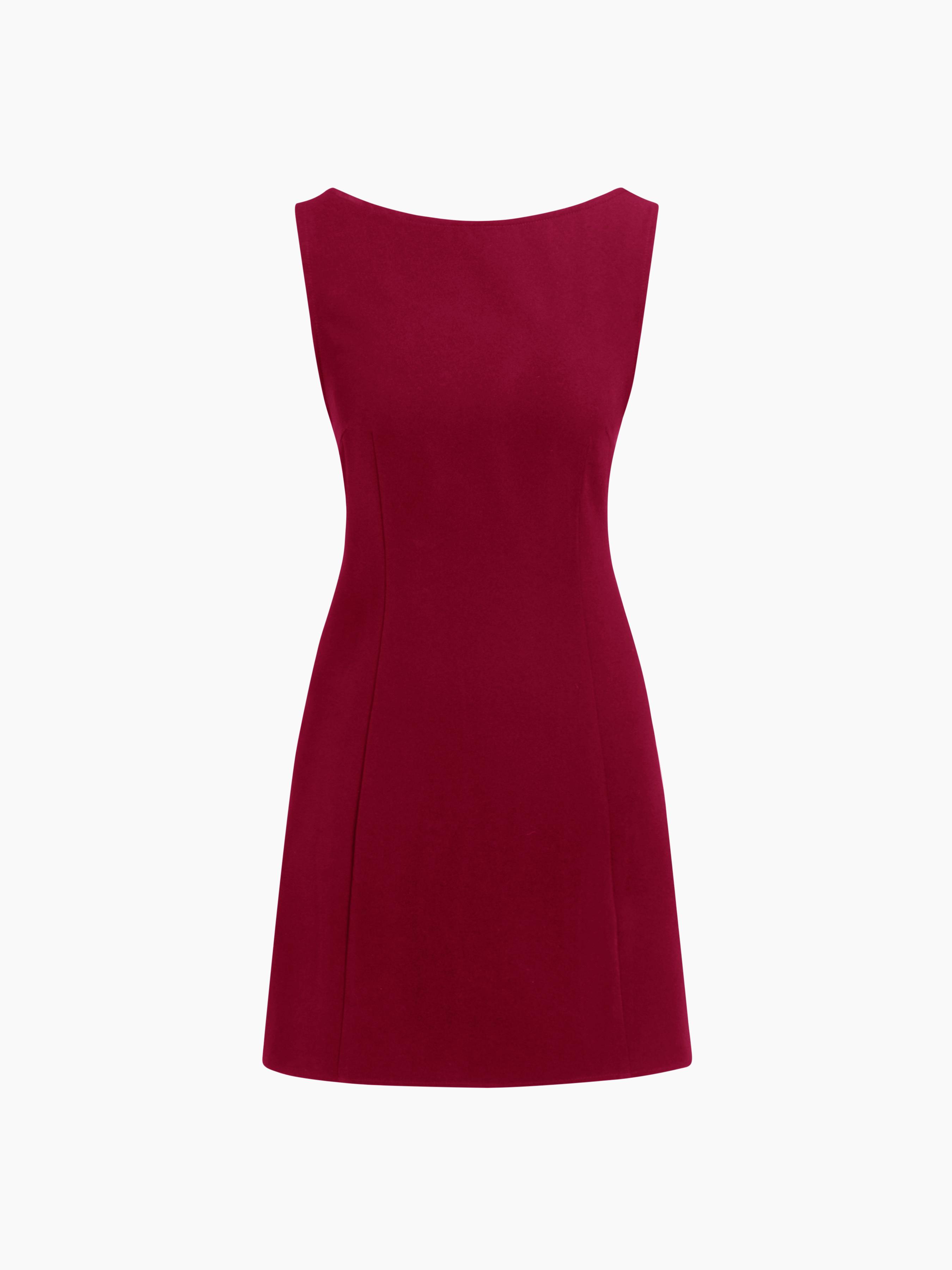 Boat Neck Solid Mini Dress by CIDER