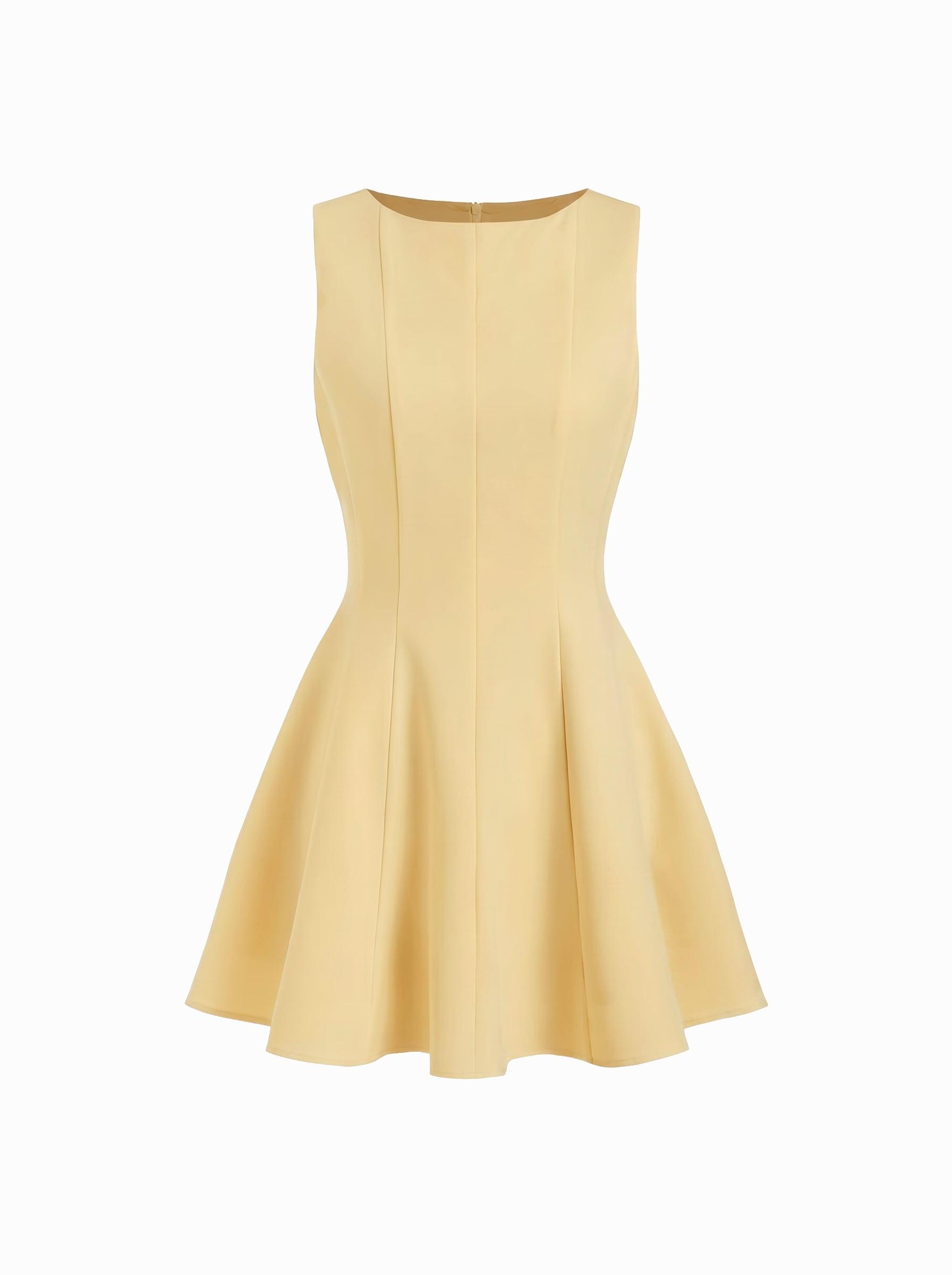 Boat Neck Solid Ruffle Hem Mini Dress by CIDER