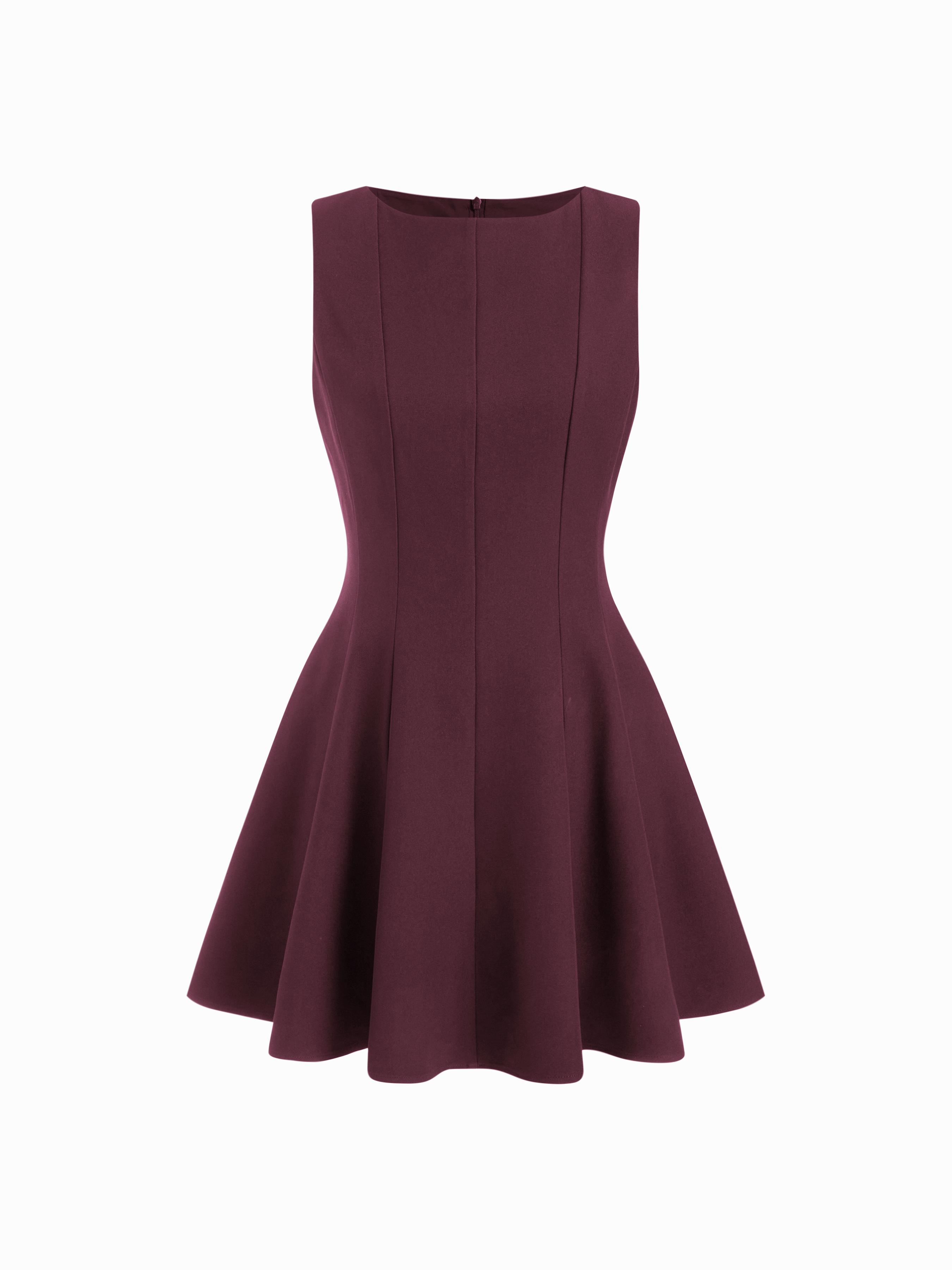 Boat Neck Solid Ruffle Hem Mini Dress by CIDER