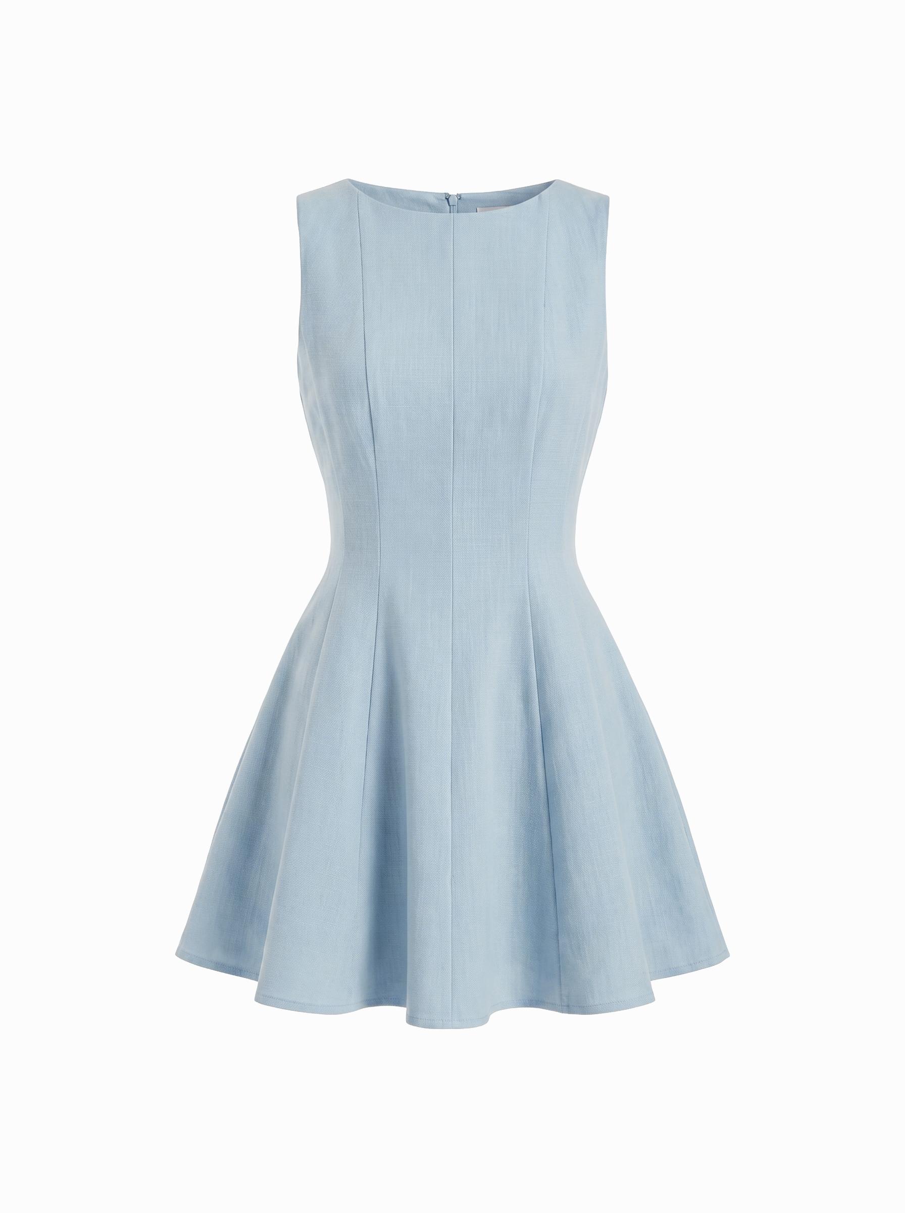 Boat Neck Solid Ruffle Hem Mini Dress by CIDER