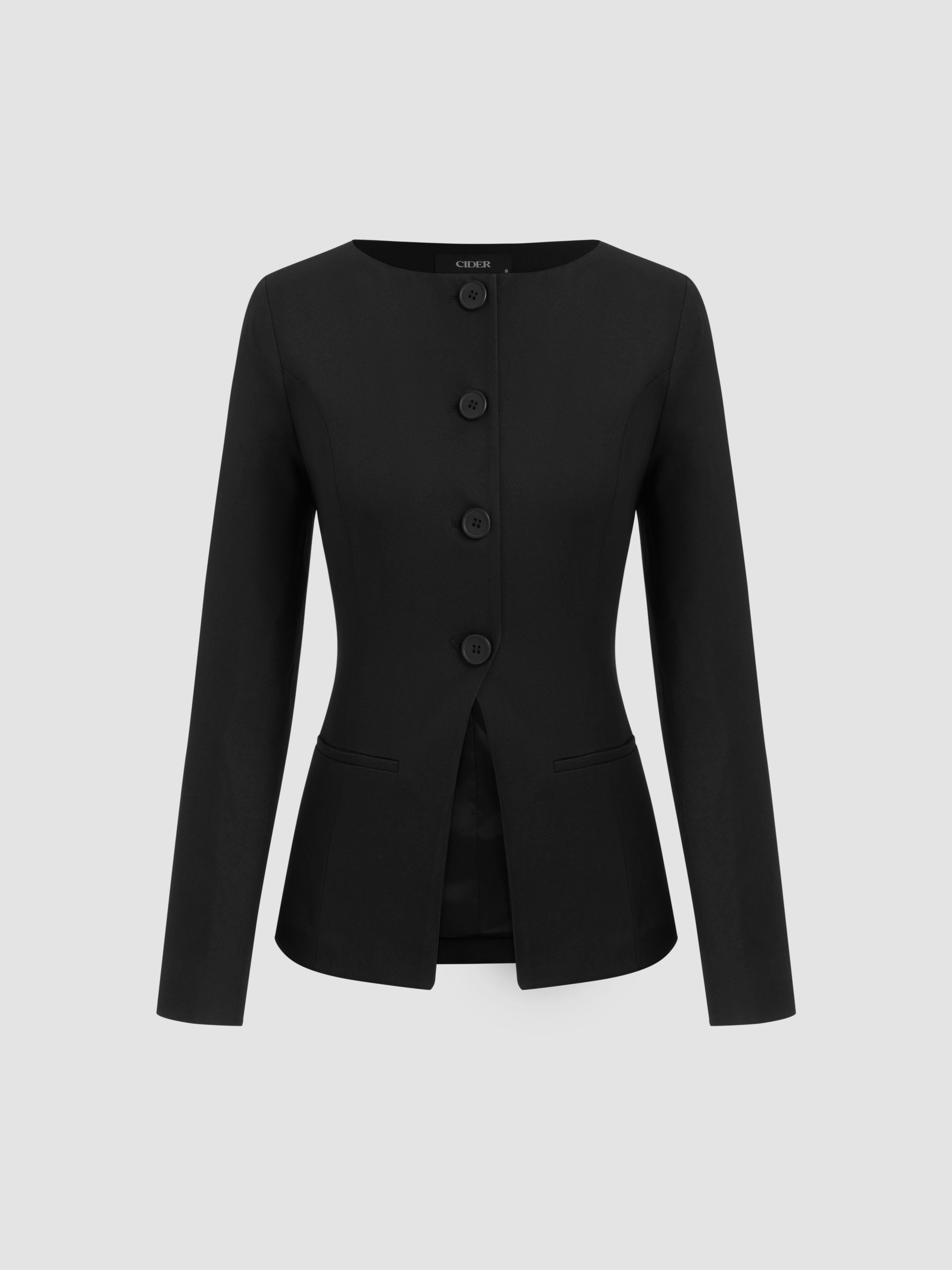 Boat Neck Split Blazer by CIDER