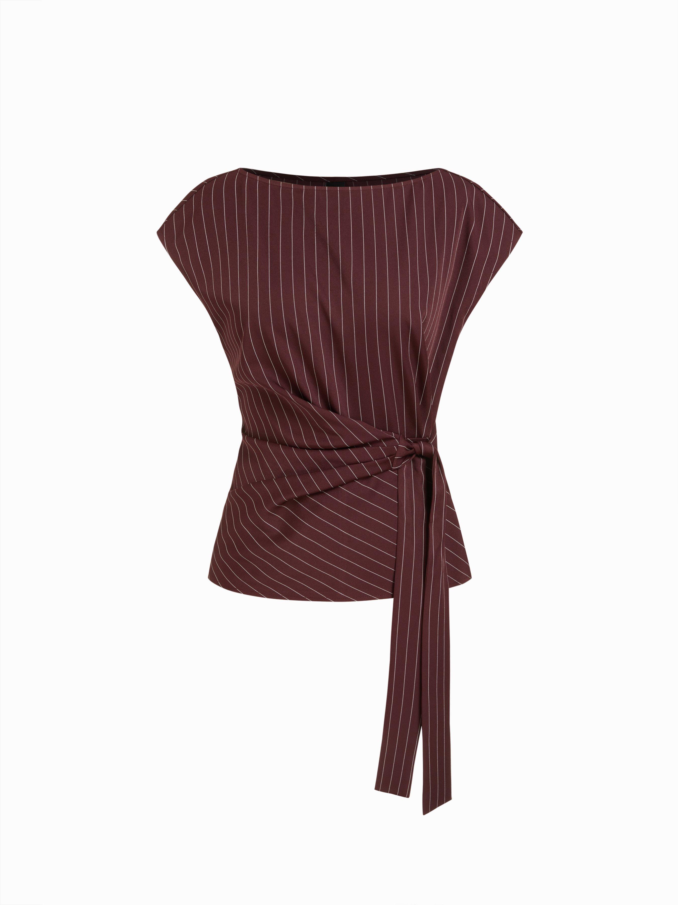 Boat Neck Stripe Knotted Oversized Top by CIDER