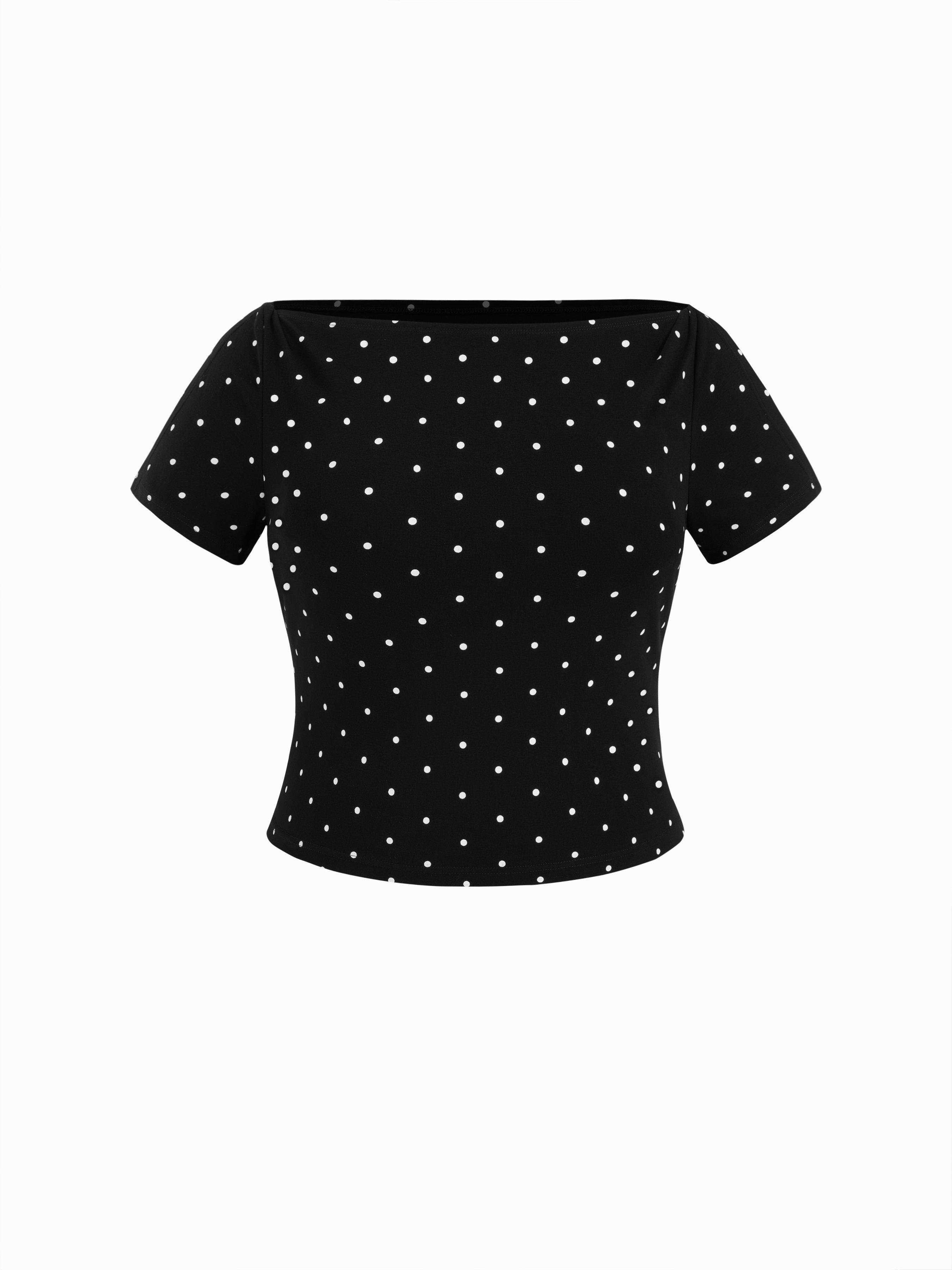 Boat Neck Twisted Split Sleeve Top Curve & Plus by CIDER