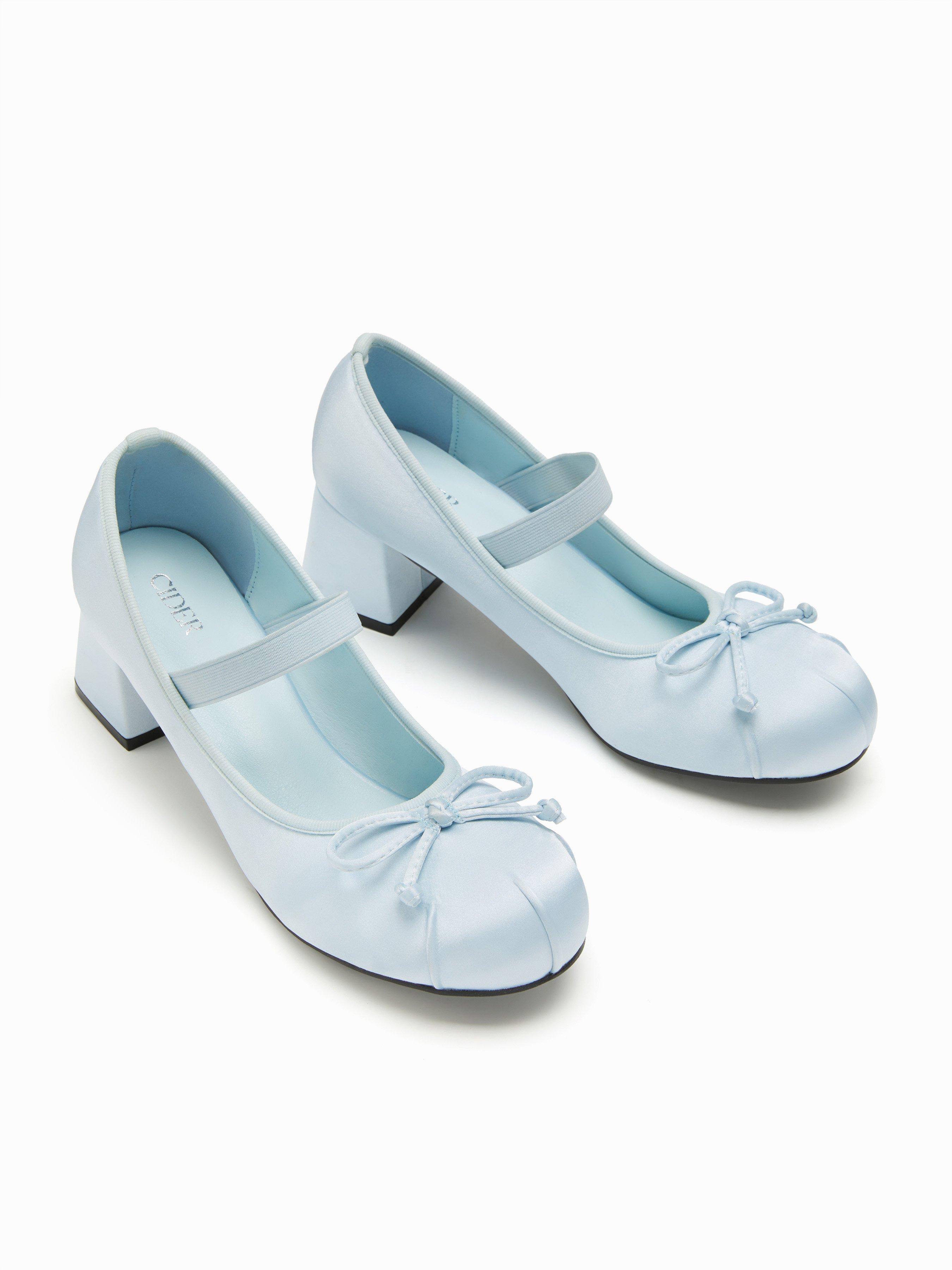 Bowknot Decor Satin Heeled Mary Jane Shoes by CIDER