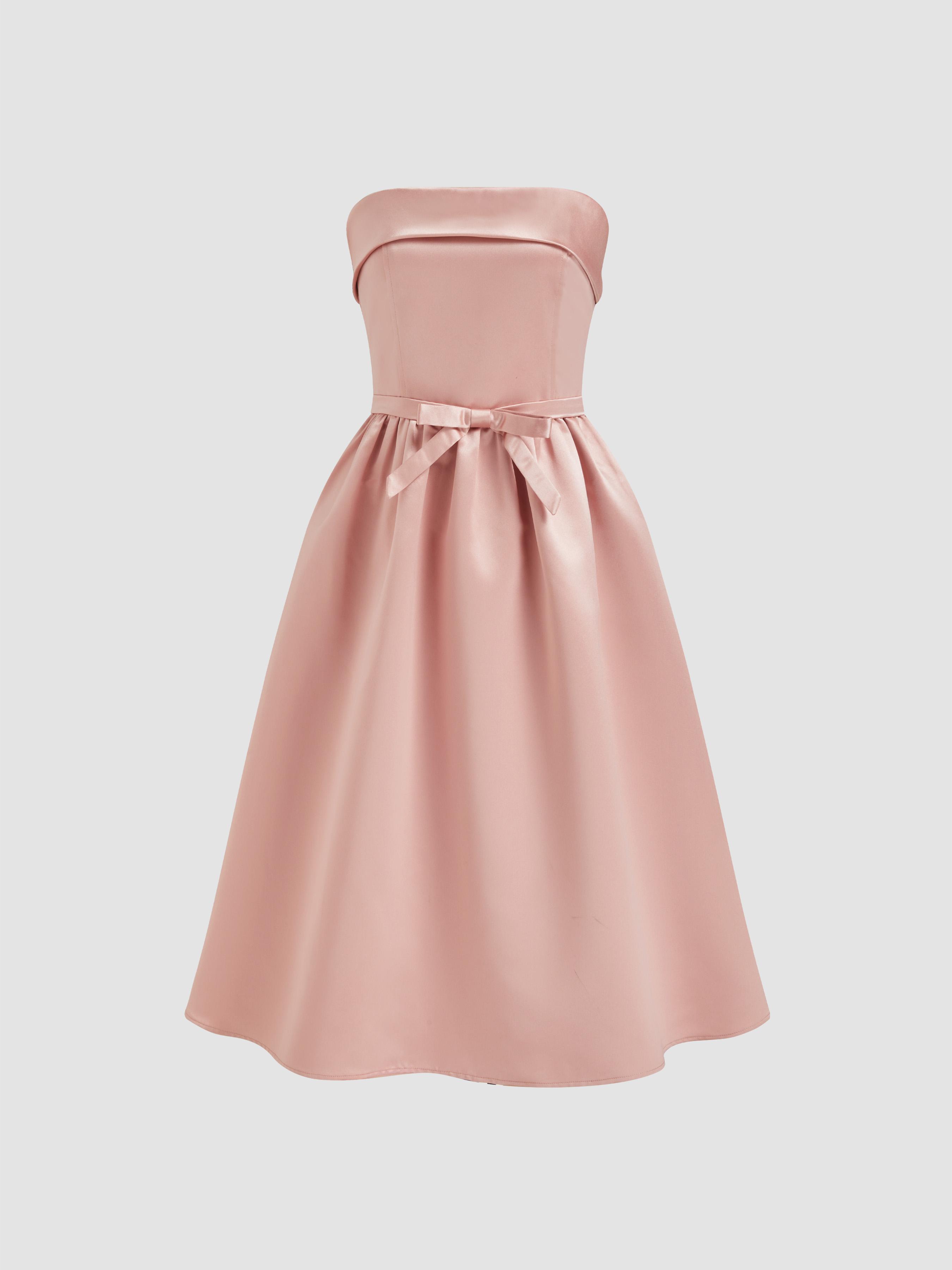Bowknot Ruffle Bandeau Midi Dress by CIDER