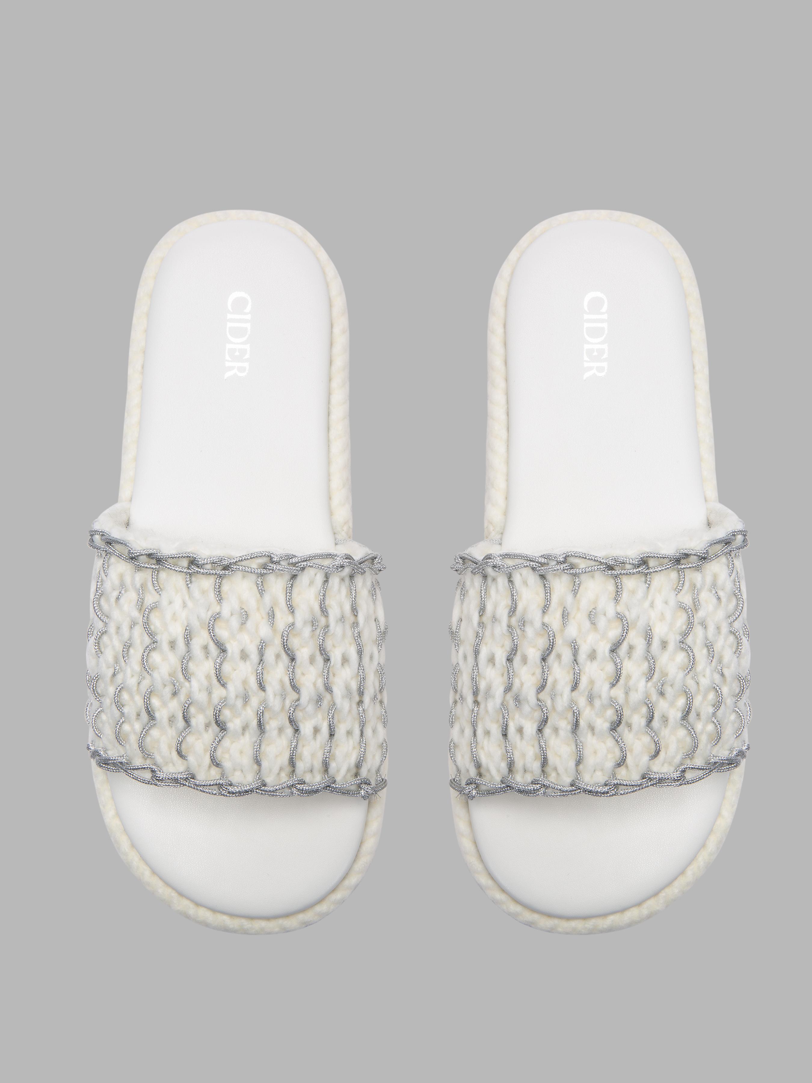 Braided Fuzzy Band Flat Slippers by CIDER
