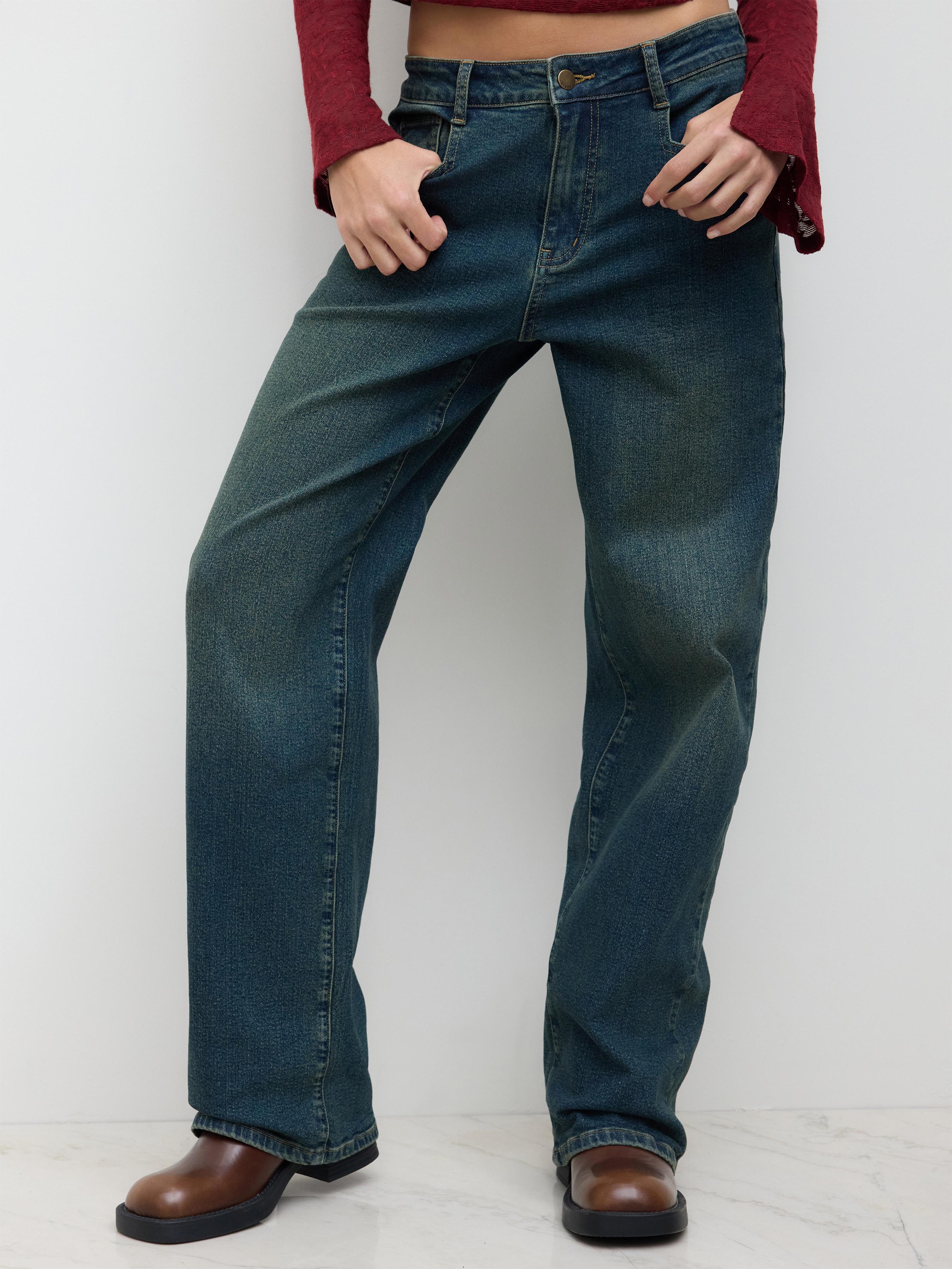 Brushed Cider Denim Low Rise Straight Leg Jeans by CIDER