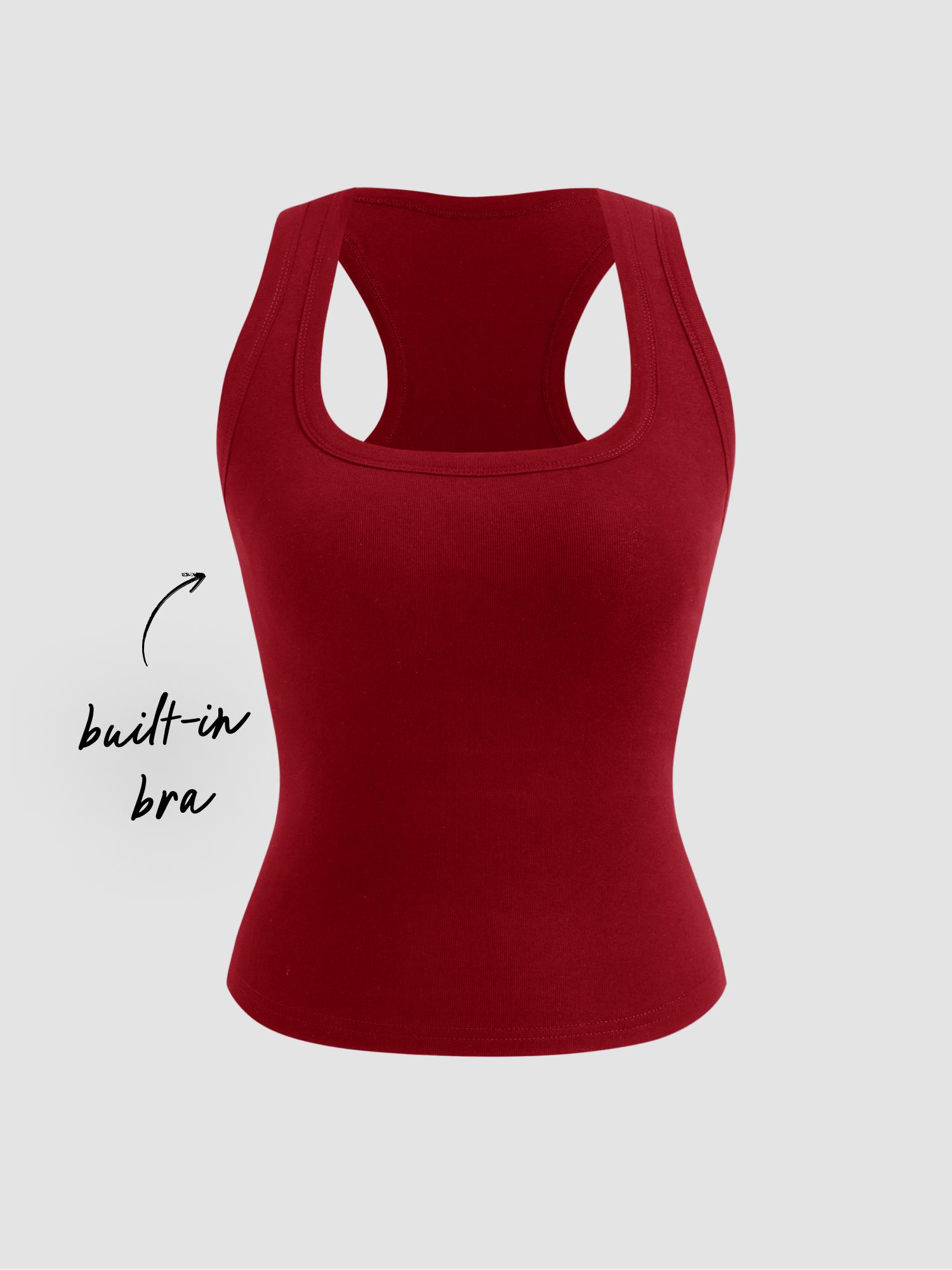 Built-in Bra Square Neck Tank Top by CIDER