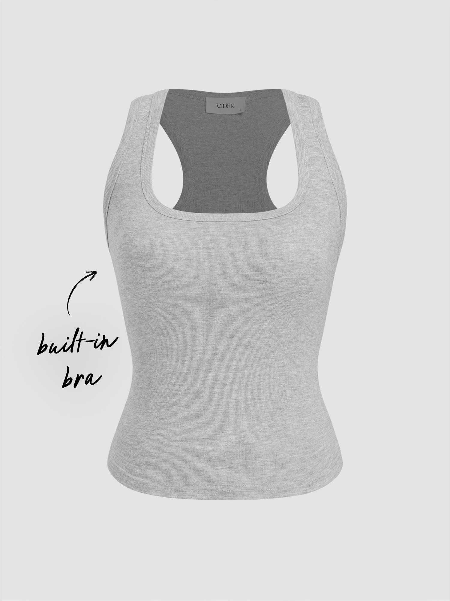 Built-in Bra Square Neck Tank Top by CIDER