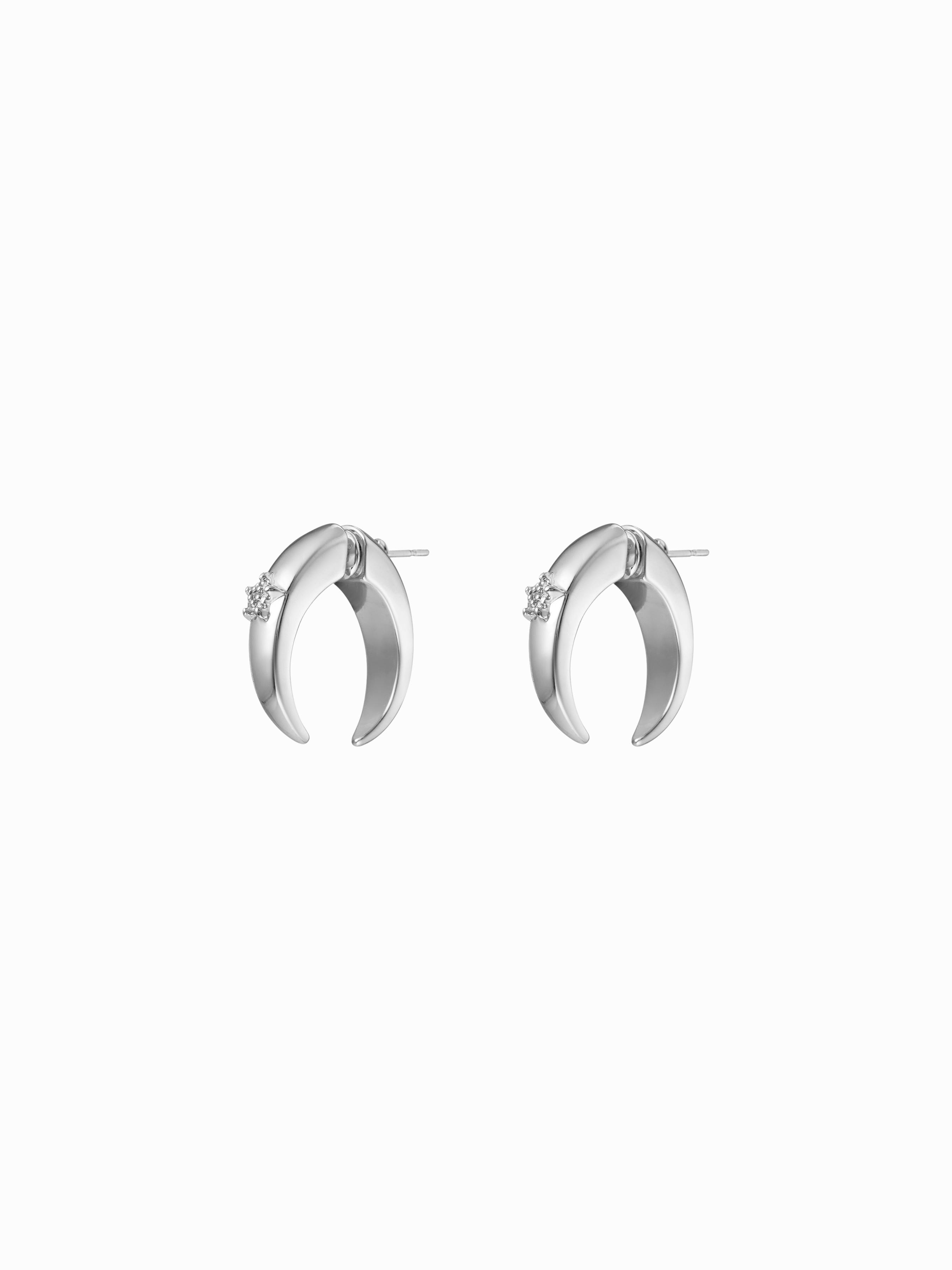 C-SHAPED RHINESTONE DECOR STAR STUD EARRINGS by CIDER