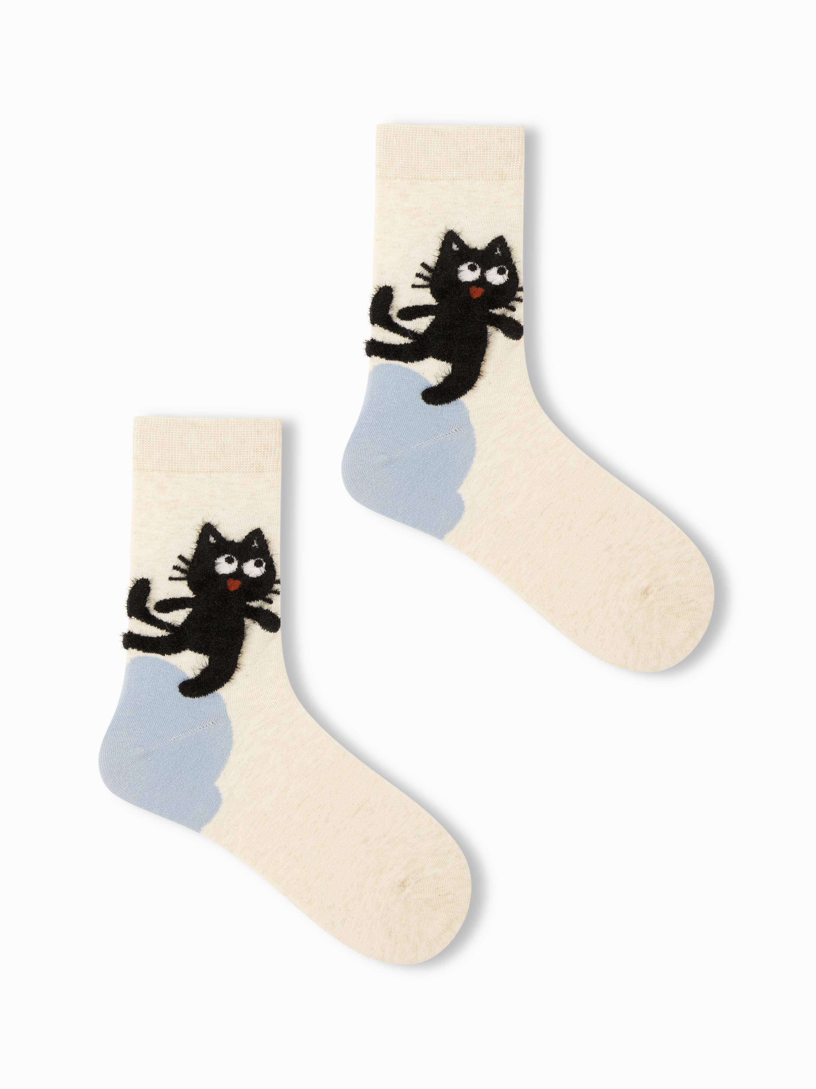 CAT PATTERN CREW SOCKS by CIDER