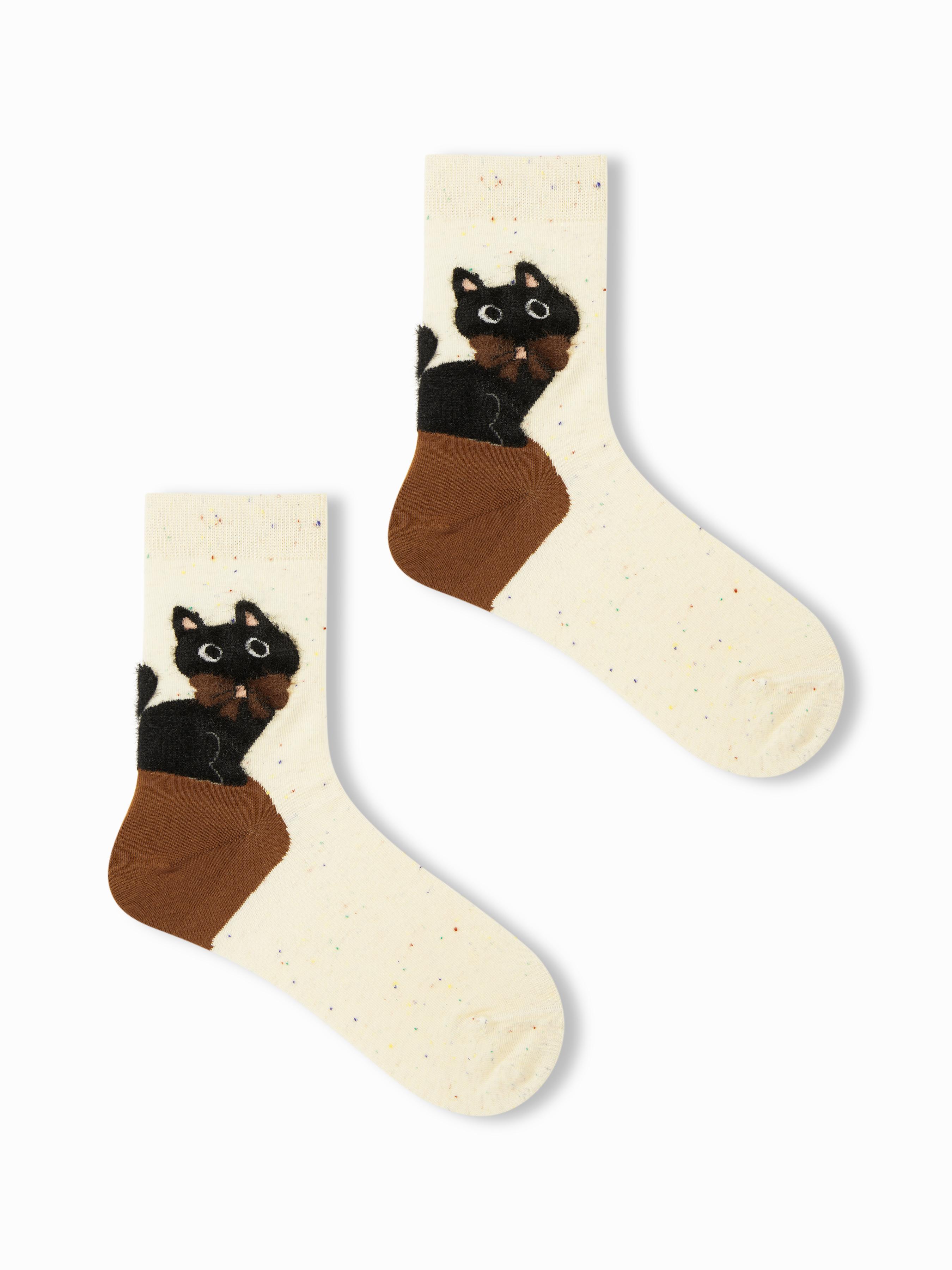 CAT PATTERN CREW SOCKS by CIDER
