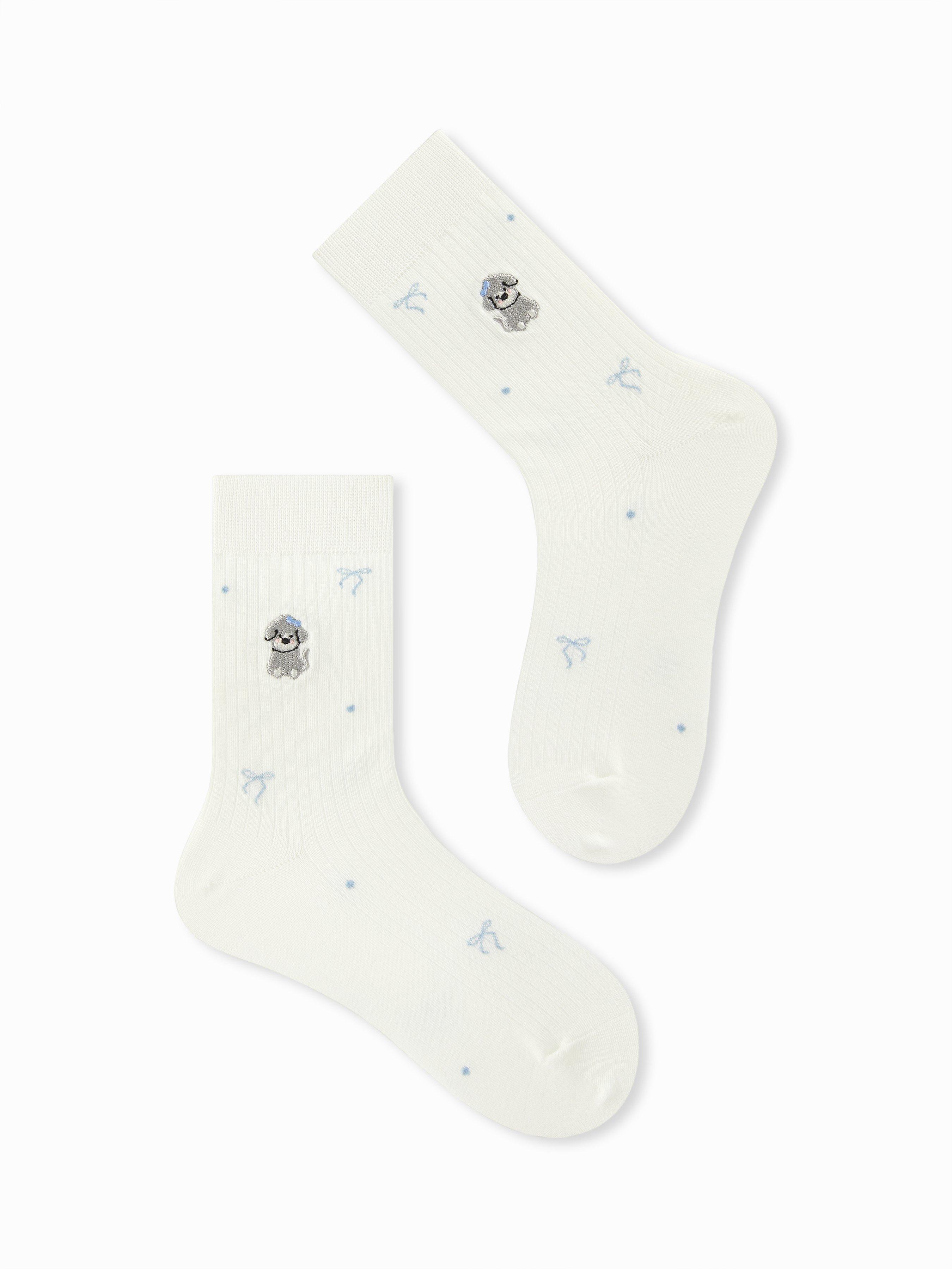 CAT & BOWKNOT CREW SOCKEN by CIDER