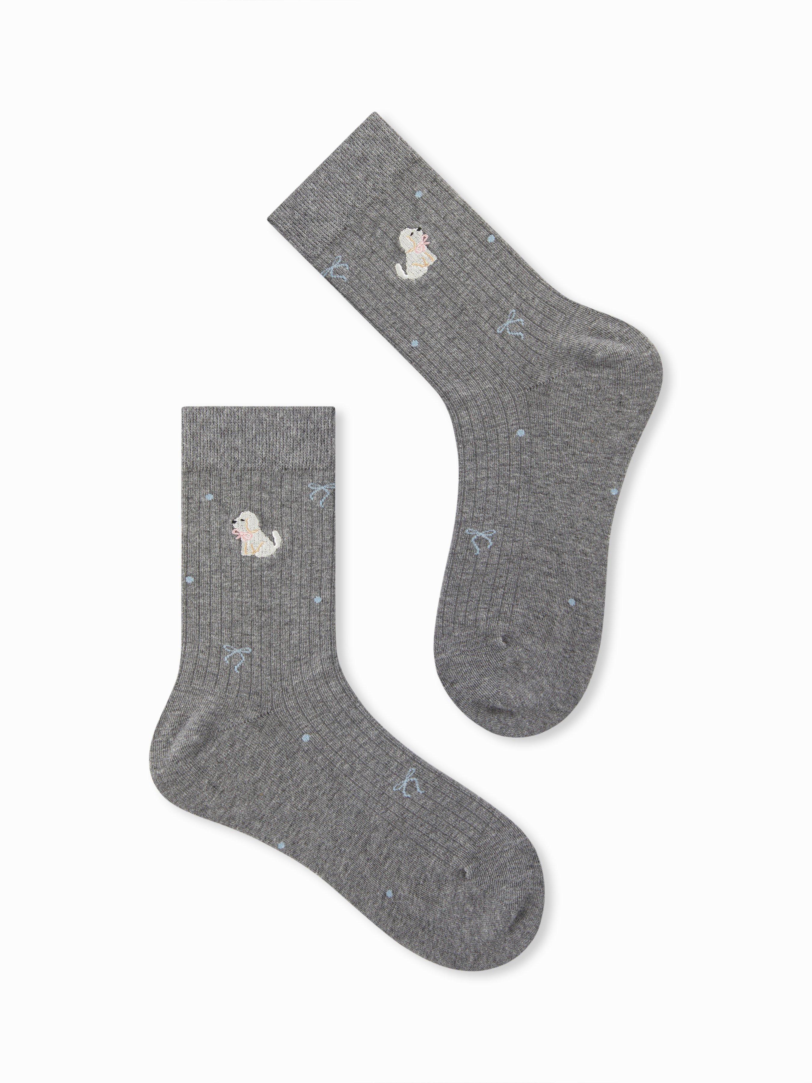 CAT & BOWKNOT CREW SOCKS by CIDER